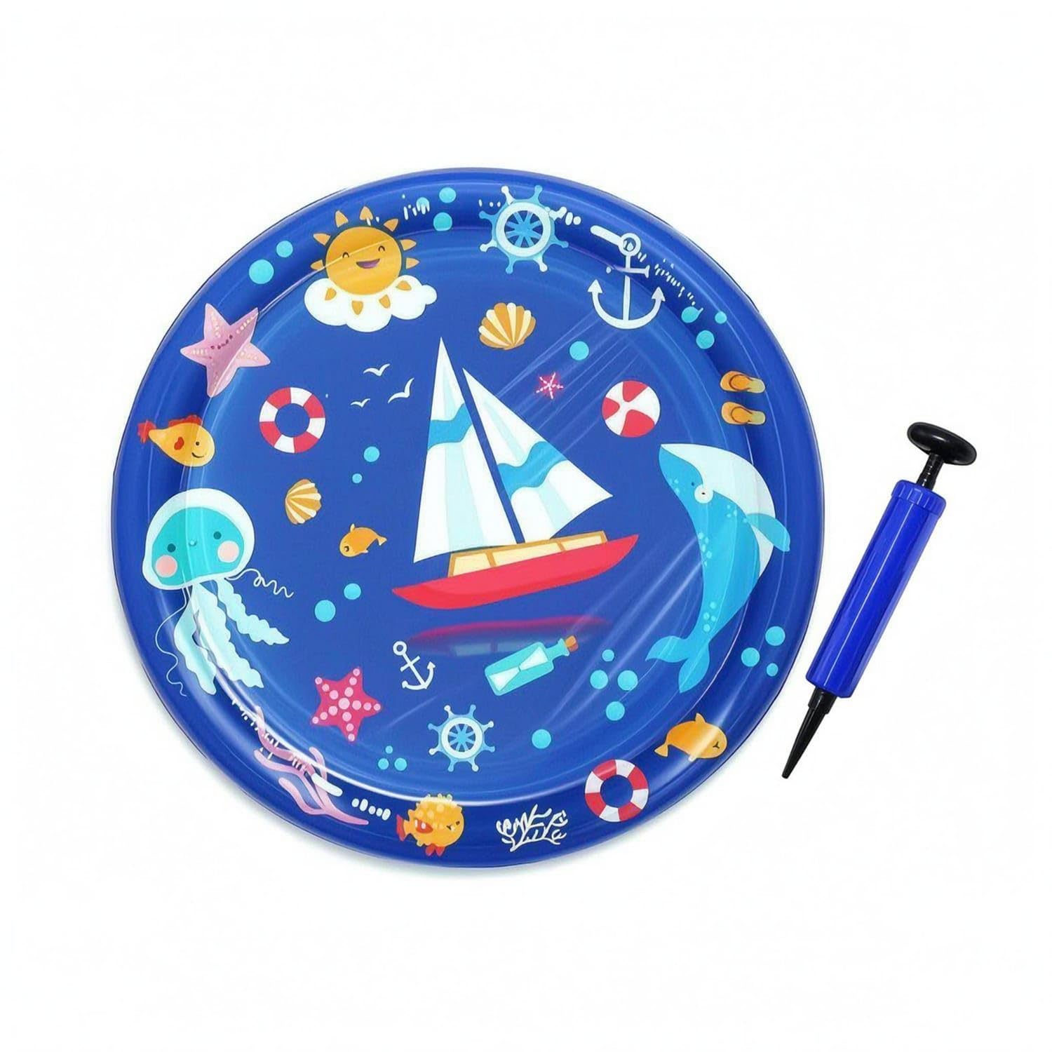 Thickened Inflatable Pet Cooling Mat Raised Rim WaterFilled Cooling Mat for Summer Use, 100CM Set Sail