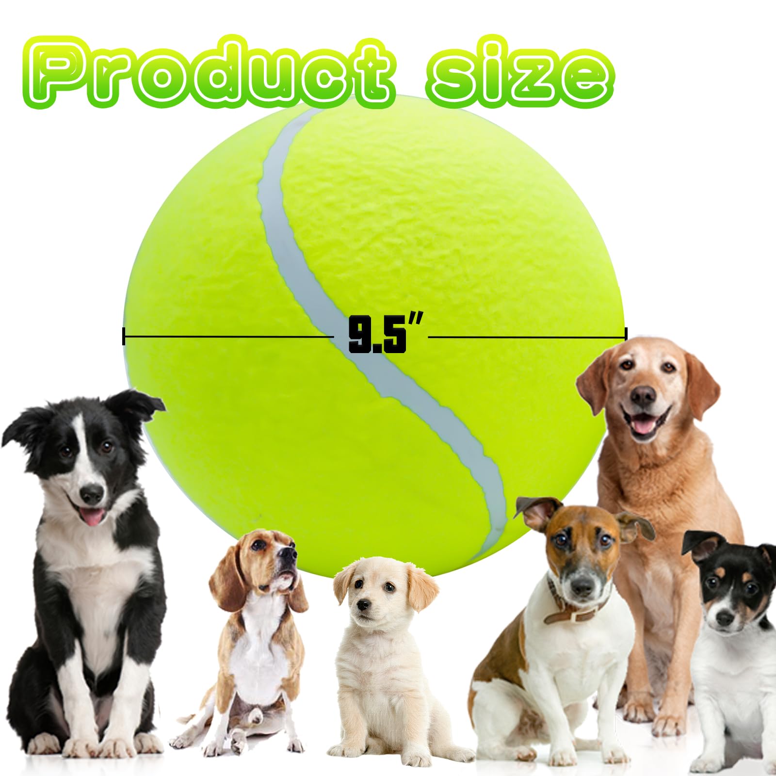 Large Dog Tennis Ball,9.5' Giant Doy Sport Ball Toy,Pet Birthday Gifts Interactive Dog Toys For Small Medium Large Dog