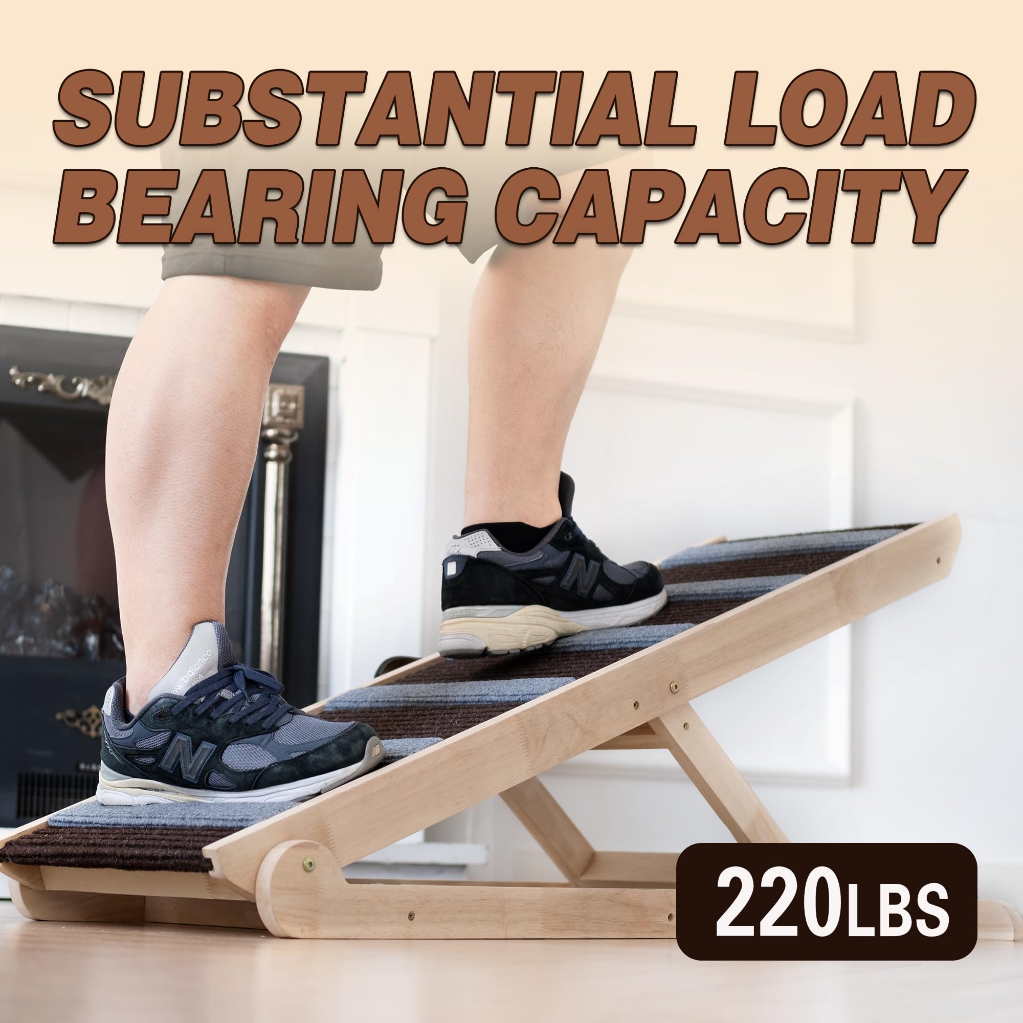 Unqbwe Dog Ramp For Bed, Adjustable & Folding With 6 Adjustable Height, Rugged, Anti-Slip, Dog Ramp For Couch, Folding Portable