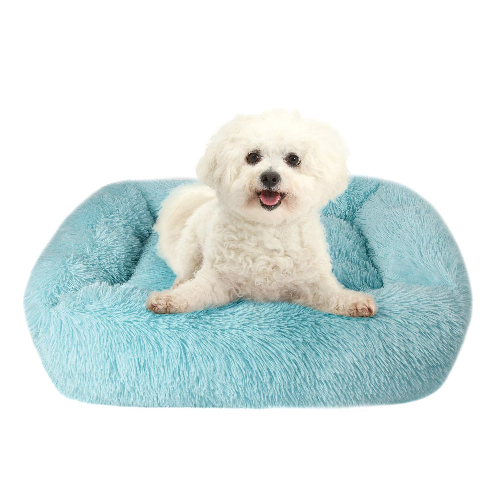 Lucky Monet Dog Bed For Large Dogs - 31.5'' X 27.6'', Soft Calming Bed With Sides - Washable, Teal