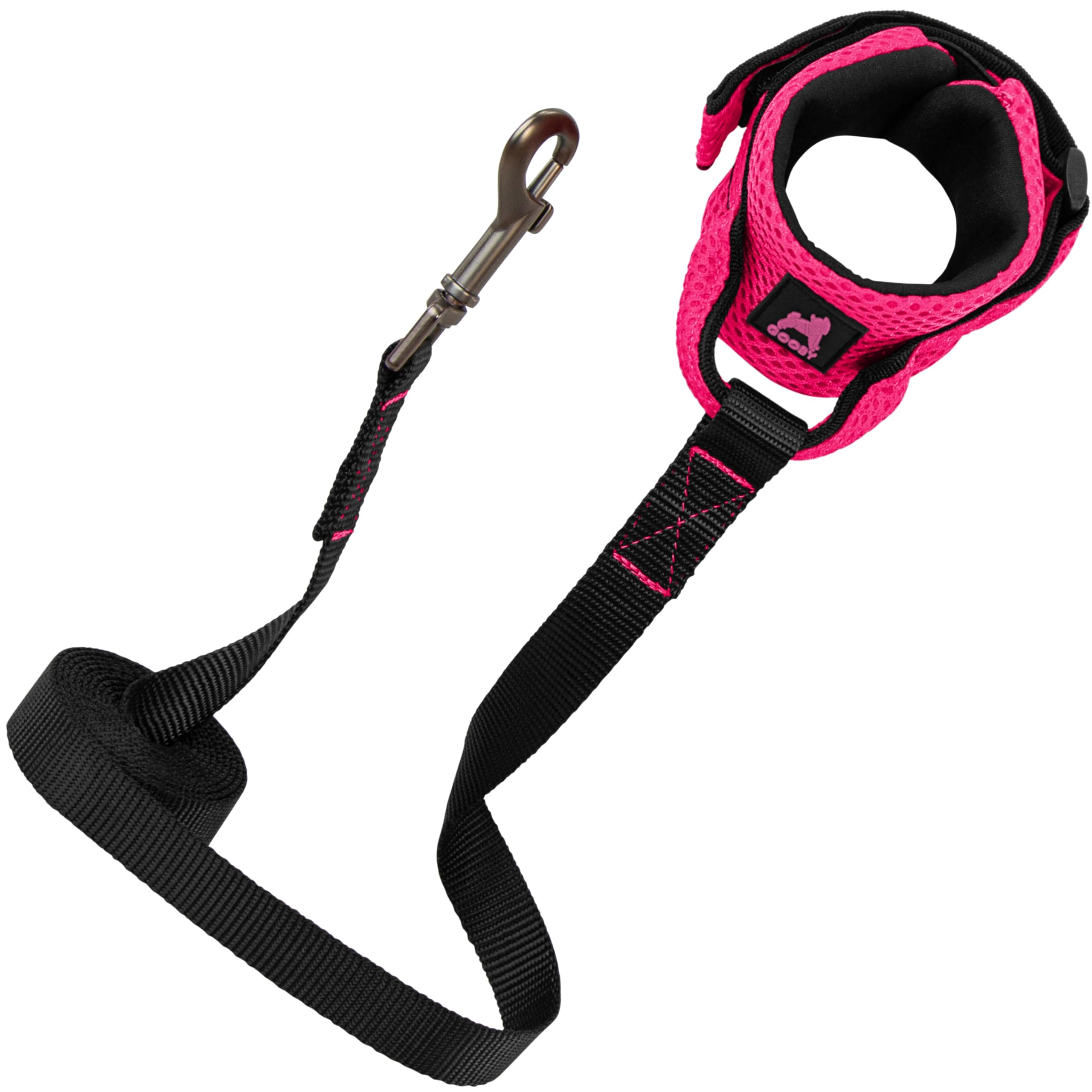 Gooby Soft Mesh Wrist Band Surfer Leash - Flamingo Pink, 6 Ft - Comfortable Hands Free Leash With Elastic Band For Small, Medium And Large Dogs