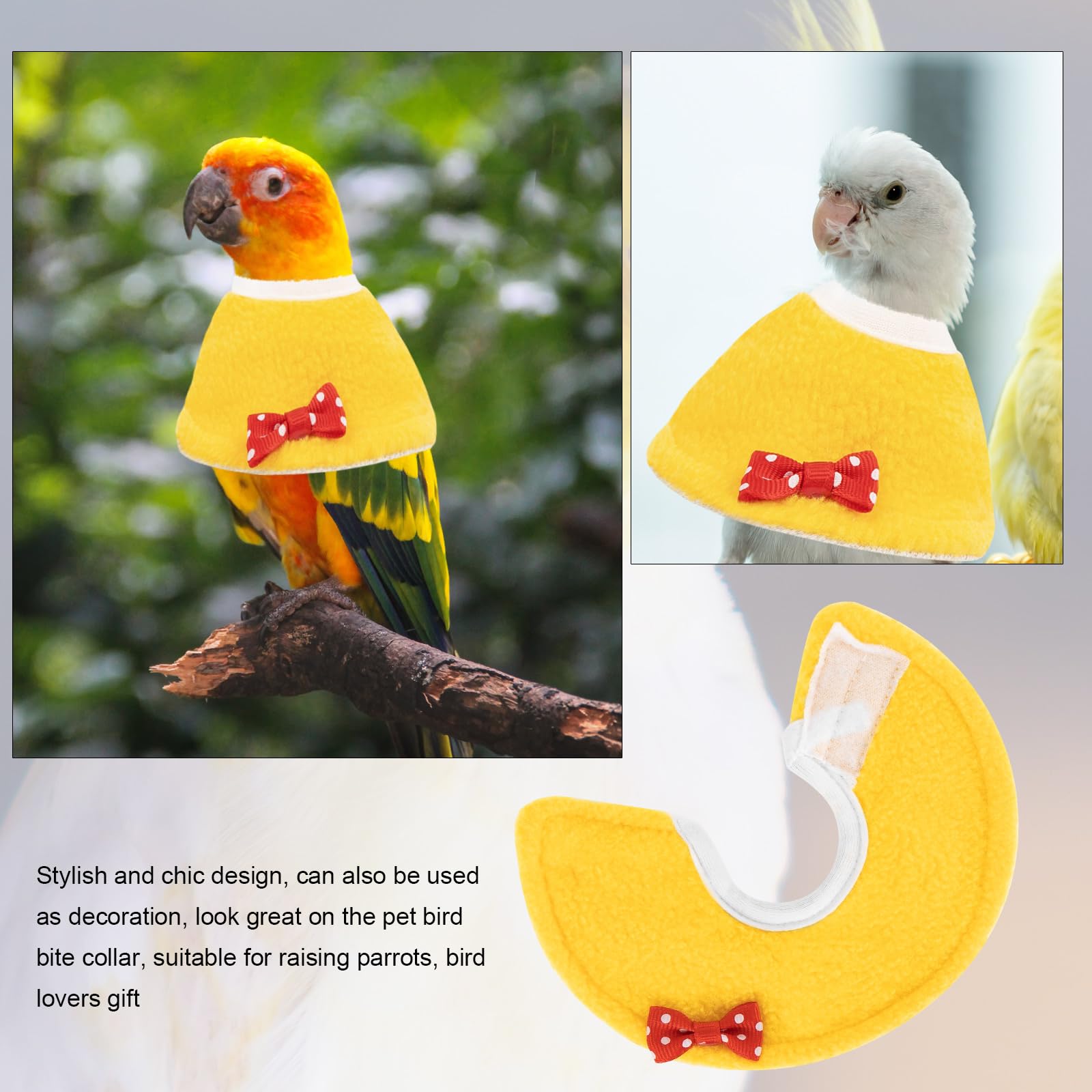 Cairiac Adjustable Bird Parrot Tapered Collar, Anti-Bite Recovery Collar (X-Small) (Yellow)