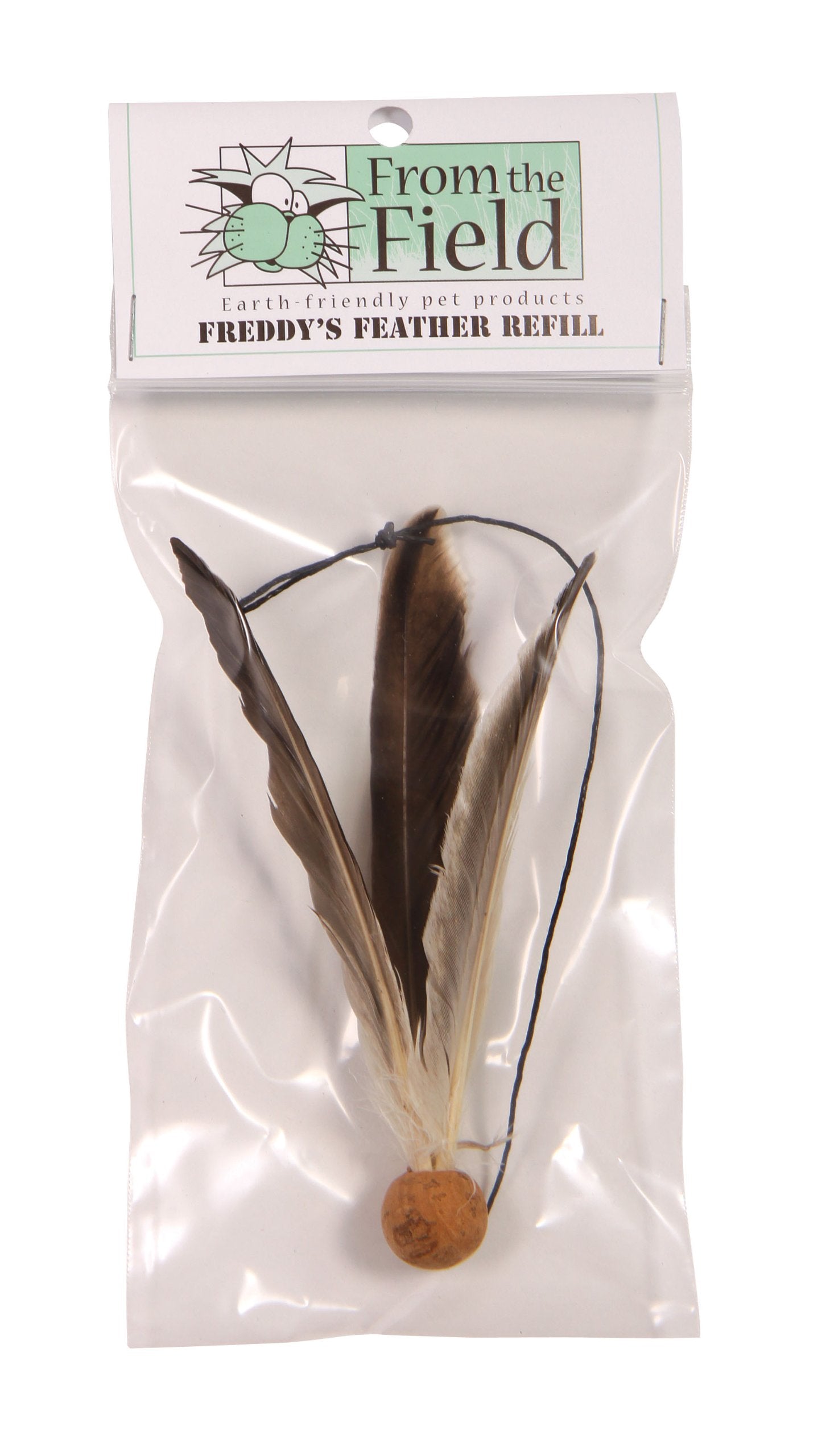 From The Field Freddy'S Feather Wand Refill | Natural Cat Toy With Dye-Free Feathers | Eco-Friendly Cork & Hemp String | Interactive Play For Cats | Usa-Made Feather Replacement Attachment