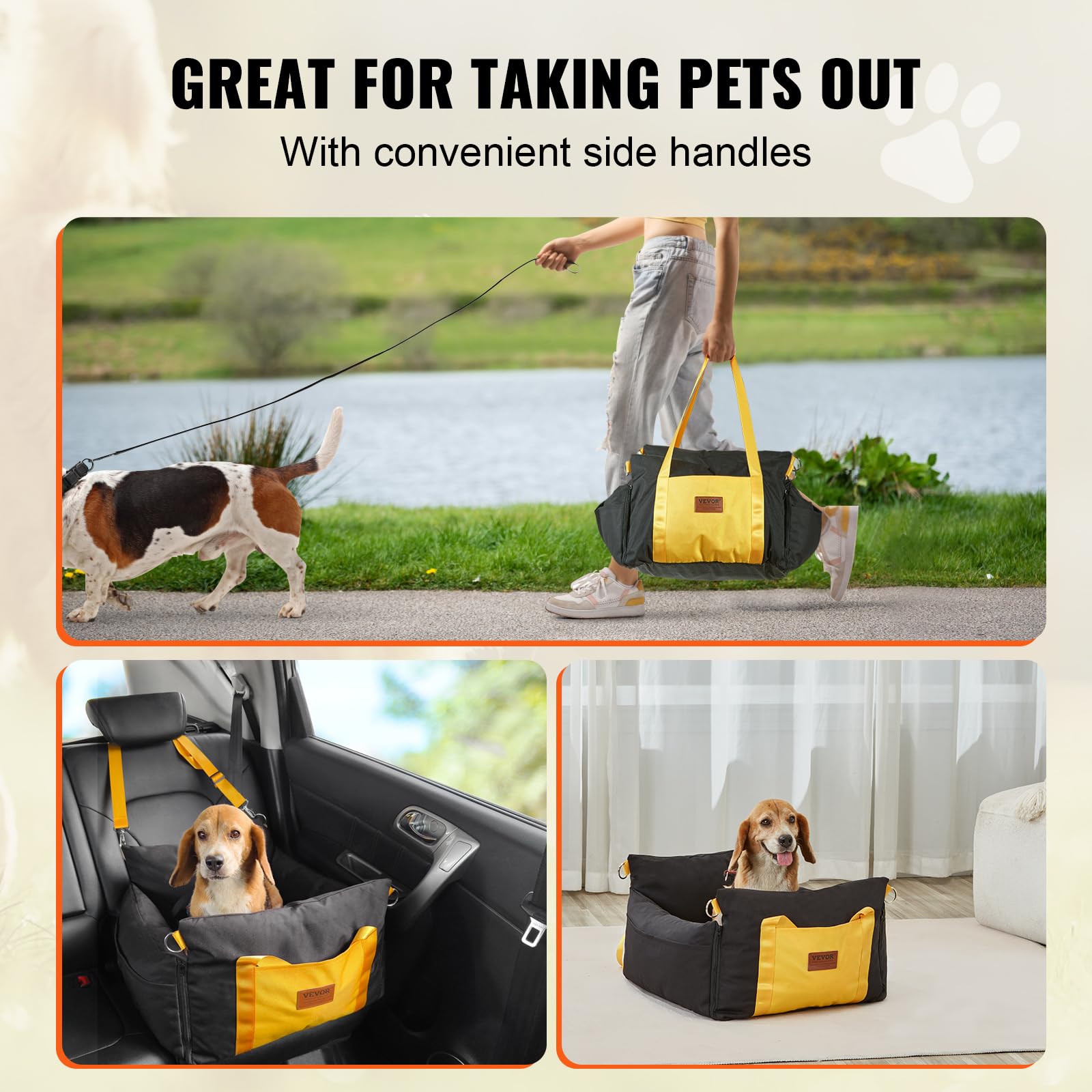 Vevor Dog Booster Car Seat Pet Car Seat For Small Dog Up To 25Lbs Black