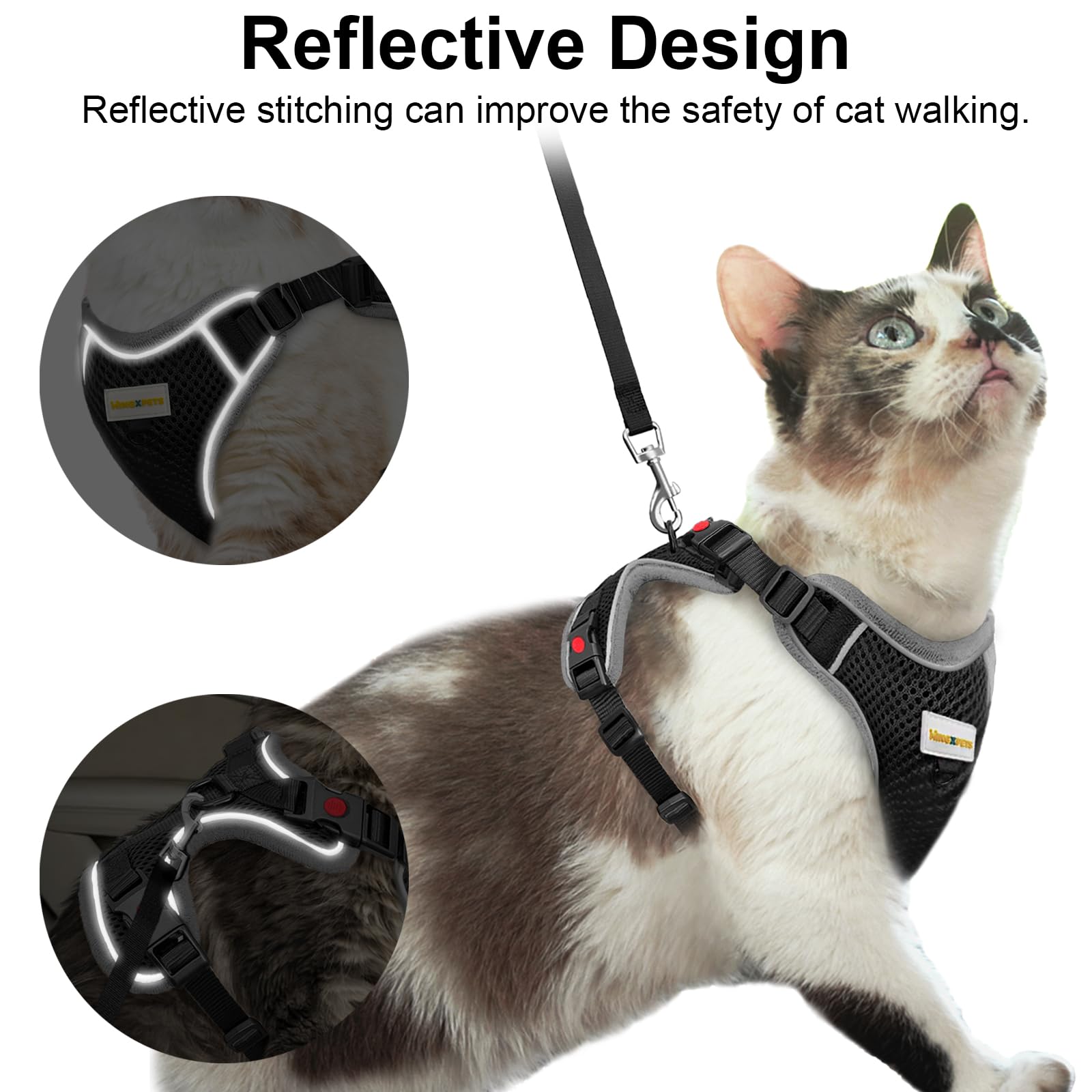 Mingxpets Cat Harness And Leash For Walking, Retractable Cat Harnesses And Leash Set Escape Proof, Breathable Soft Kitten Small