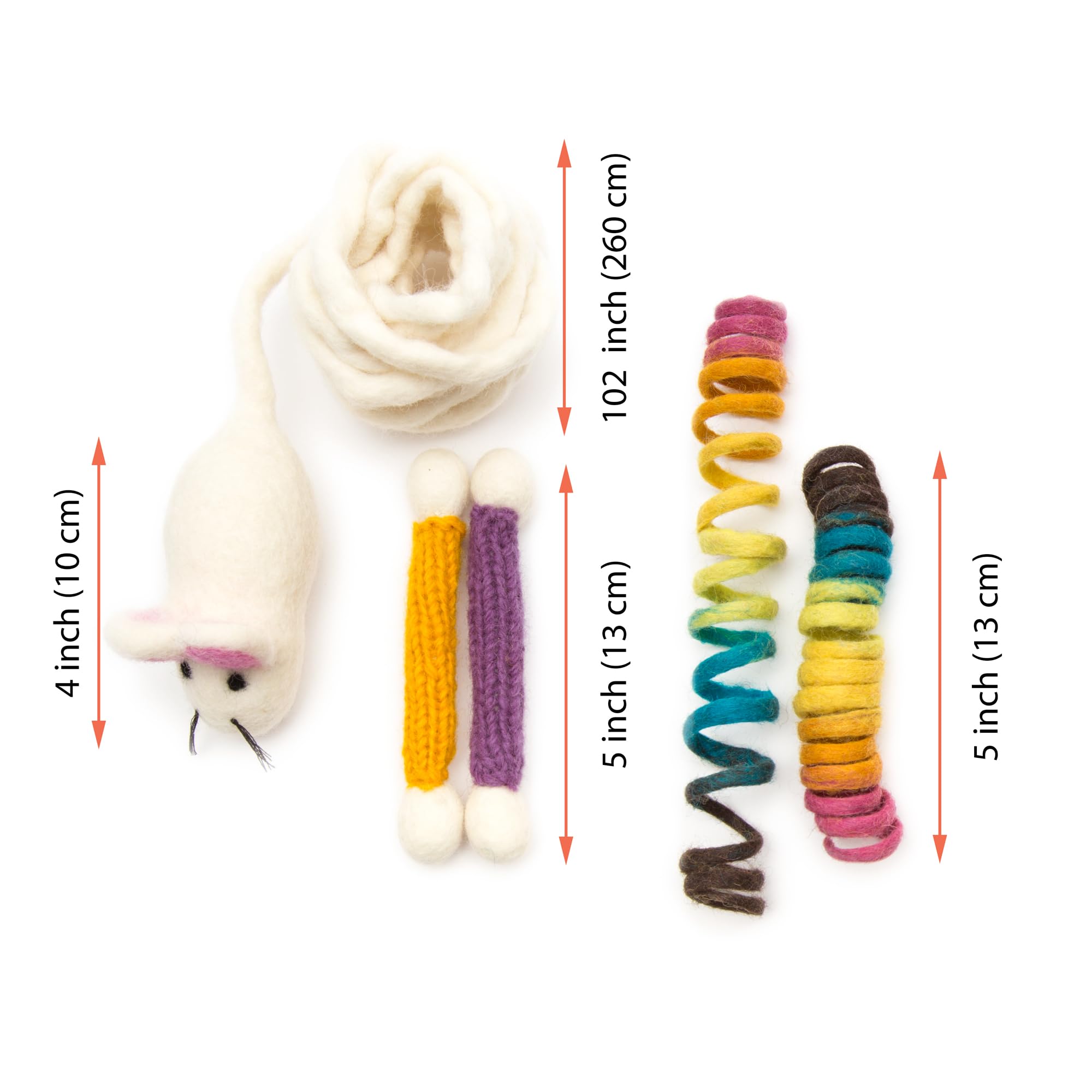 Glaciart One Indoor Catnip Cat Toy Pack - 5Pc | Kitty Toys Include Wool Springs, Swabs & Mouse | For Activity, Exercise & Play |
