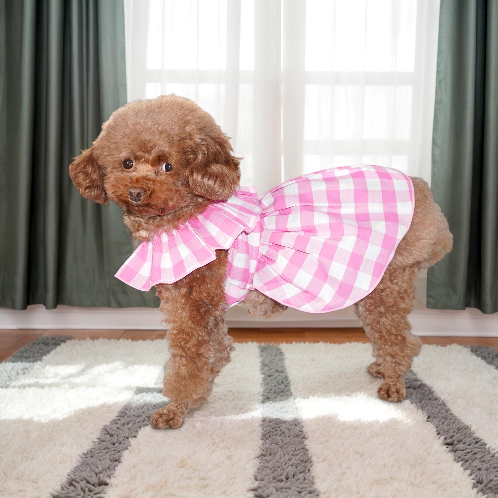 Topkins Dog Dress, Dog Princess Dresses With Lace-Up, Dogs Birthday Dress With Pretty Prints For Small Dogs (Pink, S)