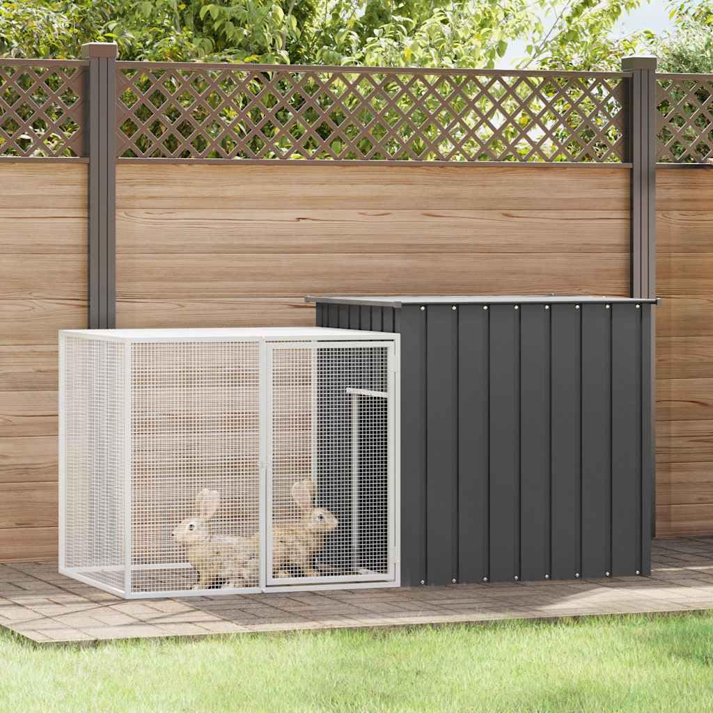 vidaXL Rabbit Cage for Indoor/Outdoor Use - Spacious Design with 78.7x35.8x39.4 Dimensions, Galvanized Steel Construction, Anthr