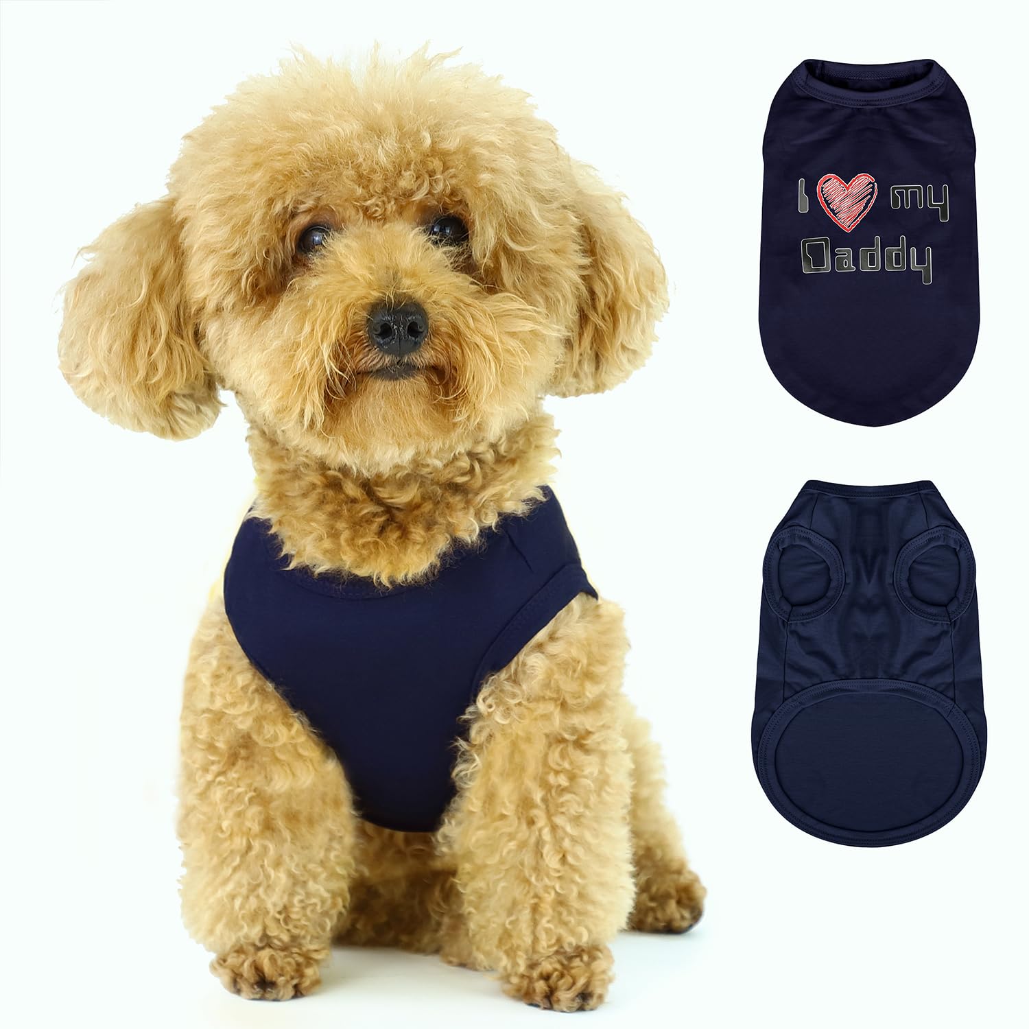 Expressive Pet Vest: Sleeveless Dog Shirt with 'I Love My Daddy' Slogan, Ideal for Chihuahuas, Poodles, Yorkies, and More - Ador