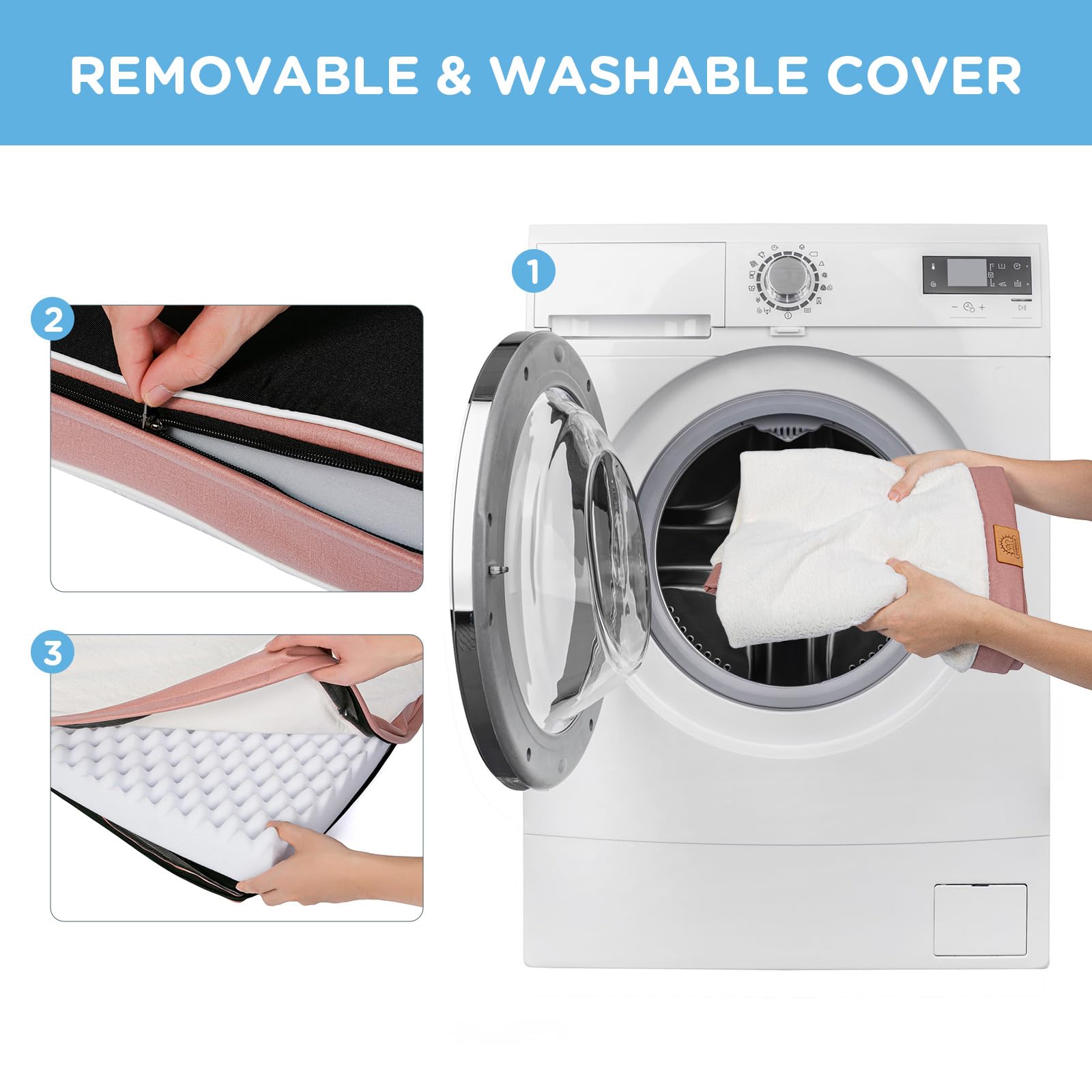 Sunheir Orthopedic Dog Bed For Large Dogs, Waterproof Deluxe Plush Dog Crate Bed With Removable Washable Cover & Anti-Slip Botto