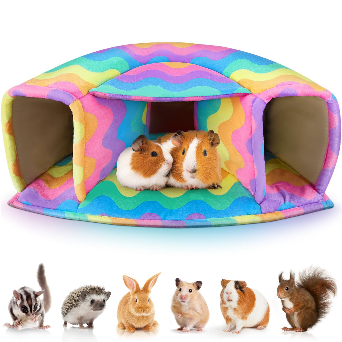 Unicorn Catcher Guinea Pig Hideout Large Guinea Pig Bed Cozy Guinea Pig House Warm Guinea Pig Tunnel Washable Guinea Pig Accessories For Small Pet Hamster/Chinchilla/Bunny