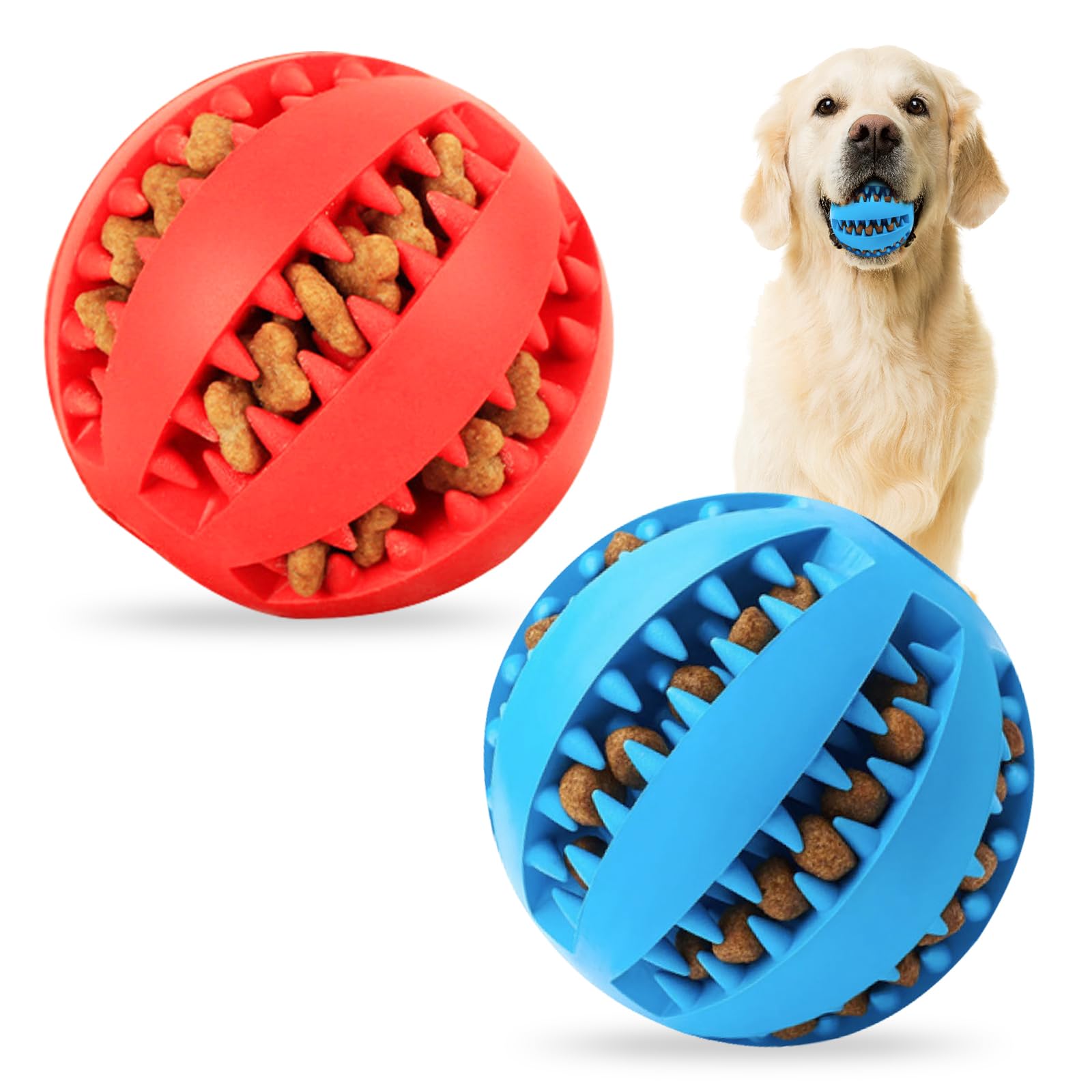 Wanheart Dog Treat Ball,Nontoxic Bite Resistant Dog Ball Toys For Pet Tooth Cleaning,Toy Ball For Small Medium Large Dogs Teeth 