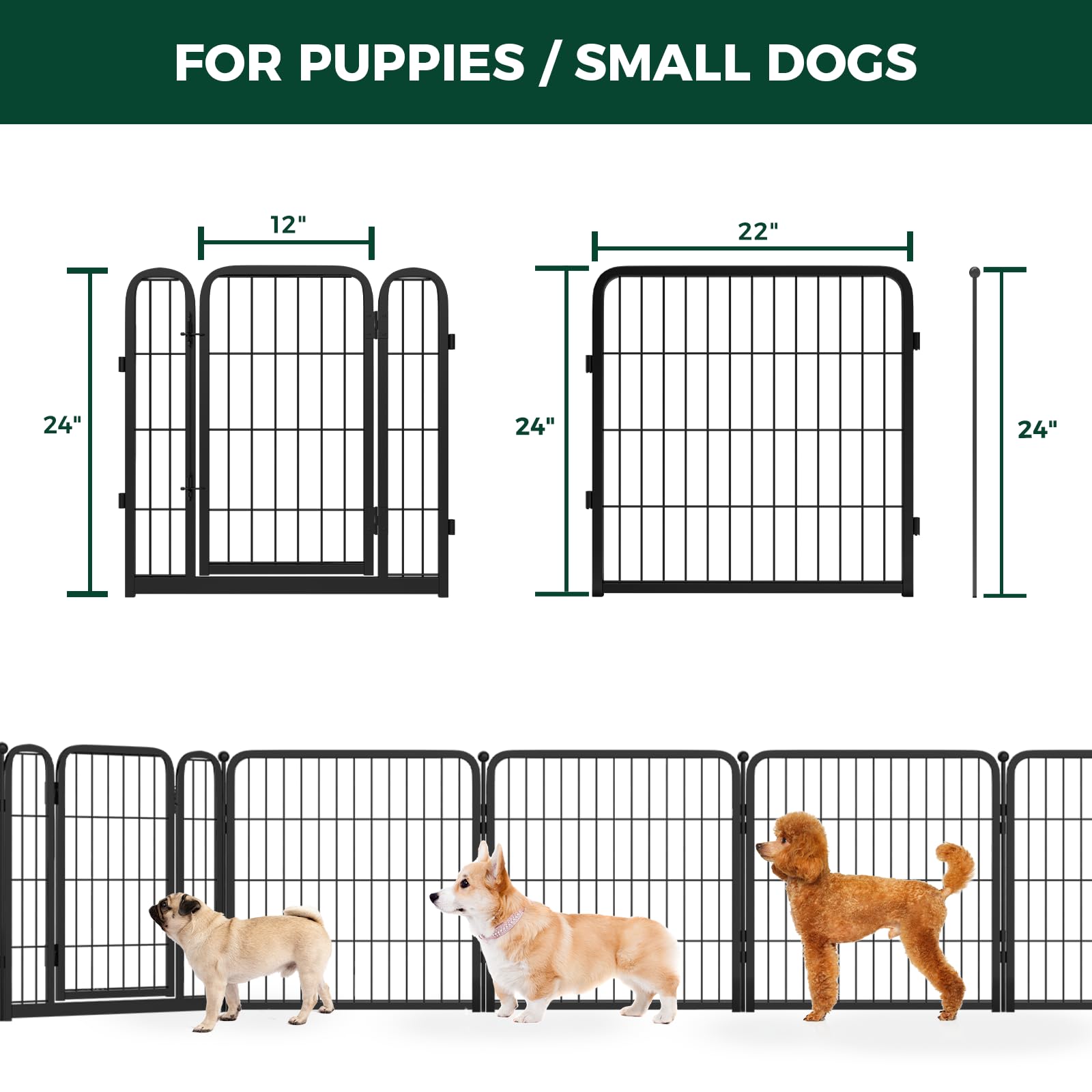 Fxw Homeplus Indoor Dog Playpen - Stress-Free And Safe Play, 24 Inch 8 Panels For Puppy And Small Dogs, Black│Patented