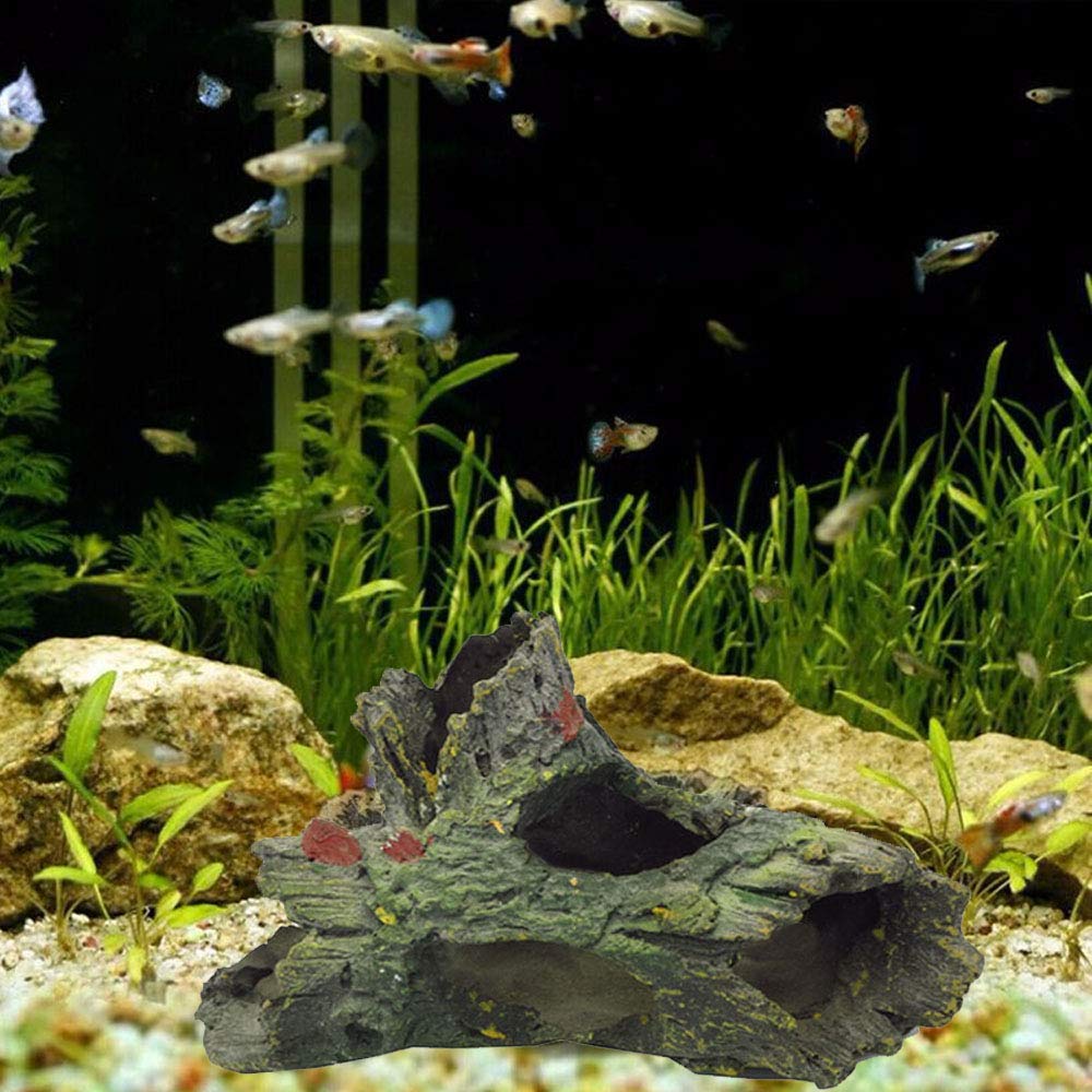 Tfwadmx Decaying Trunk Aquarium, Betta Fish Ornament, Freshwater Ornament - Small Resin Aquarium Decoration Log, 20 Gallon Fish Tank Wood With Holes & Aquarium Hideout Caves