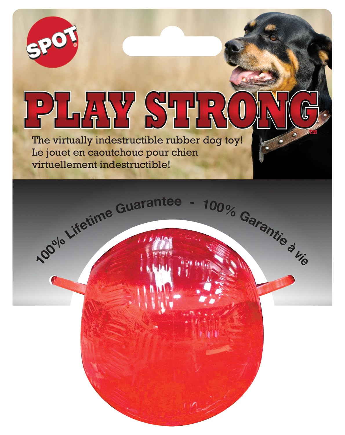 SPOT Play Strong Small Ball - Durable TPR, Treat Hiding, Virtually Indestructible Dog Toy for Aggressive Chewers, Small Dogs & P