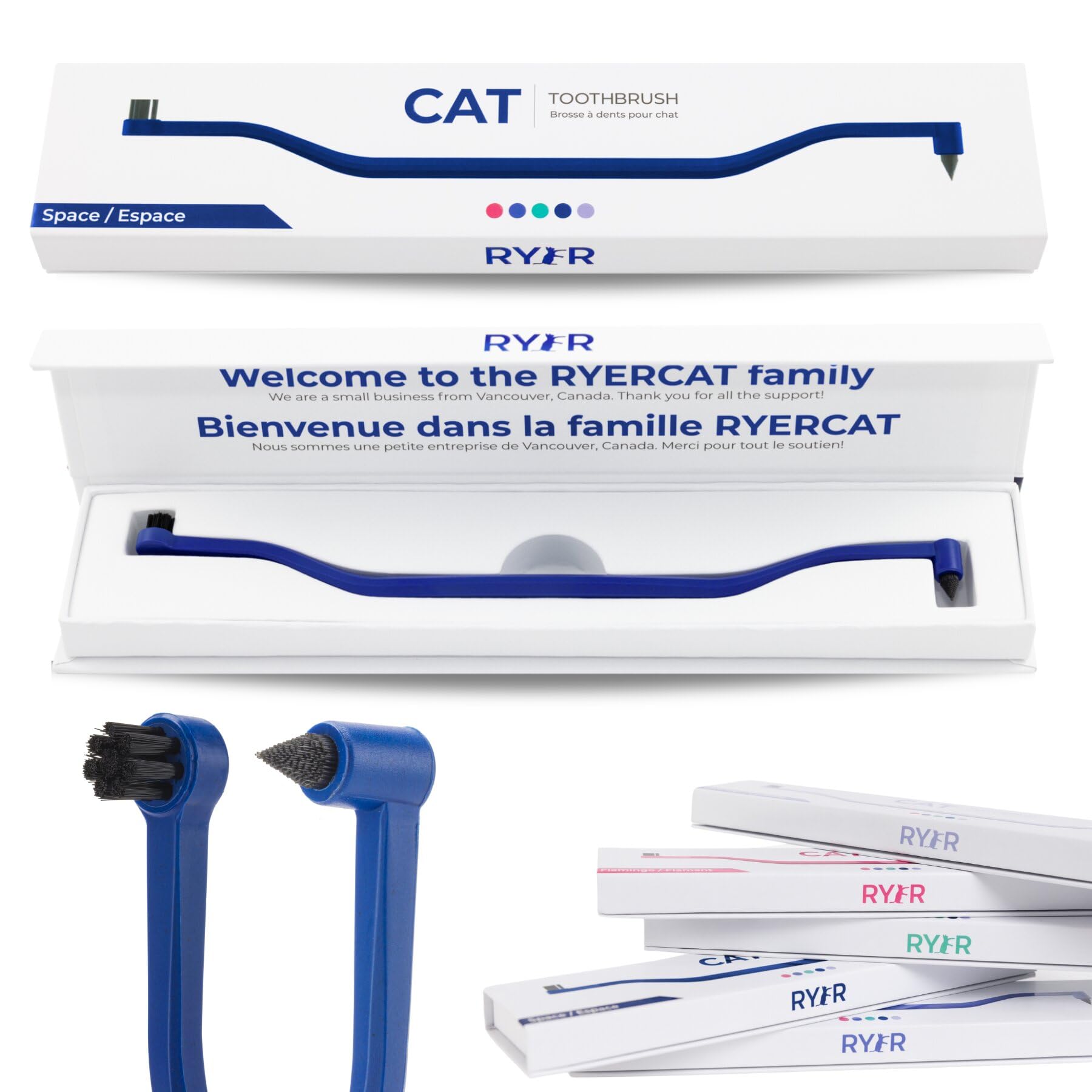 RYERCAT Space Dual Sided Cat Toothbrush - Only 8mm Wide to fit into Cats Mouth - Cat Dental Supplies