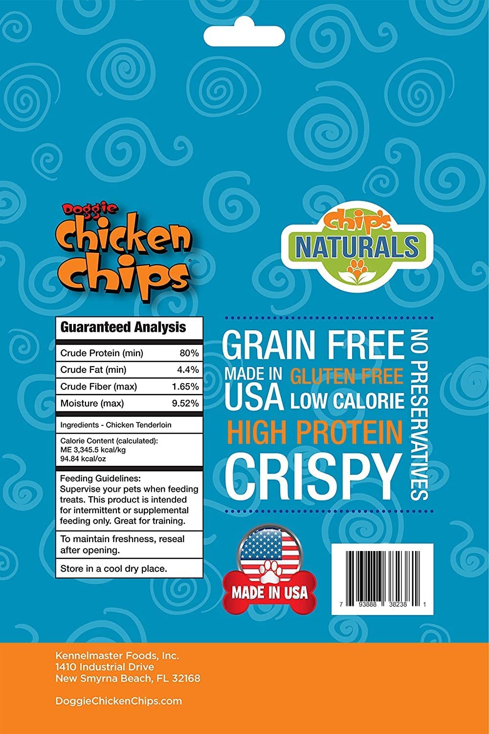 Chips Naturals Doggie Chicken Chips Large 15 oz All Natural High Protein Low Calorie Healthy Dog Treats, Grain Free Gluten Free
