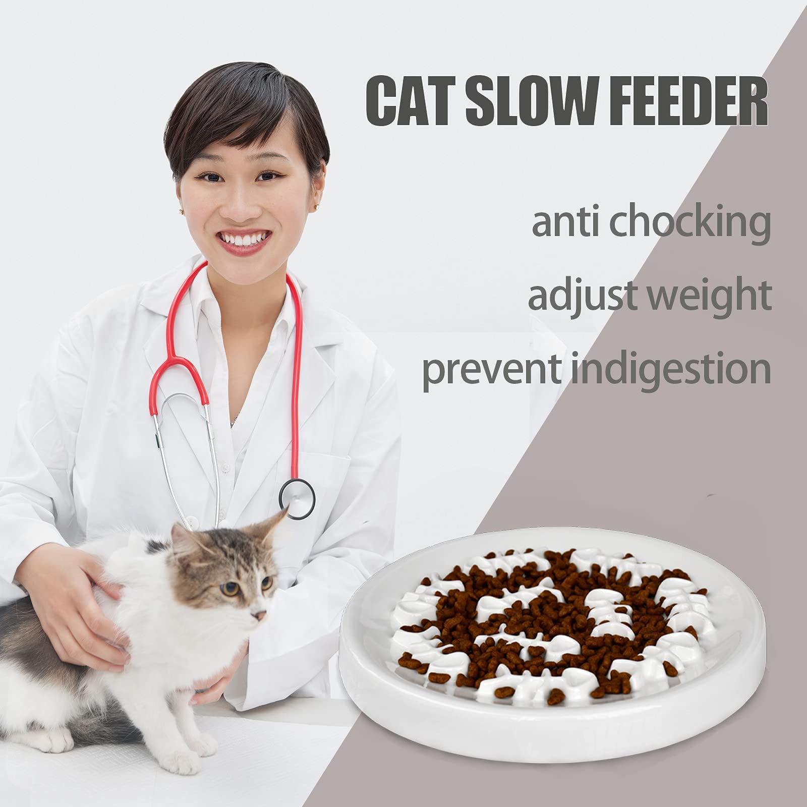 Lorde Slow Feeder Cat Bowls, Ceramic Fun Cat Slow Bowl Interactive Bloat Stop Puzzle Slow Feeder Healthy Eating Diet Pet Dog Slow Feeding Bowls…