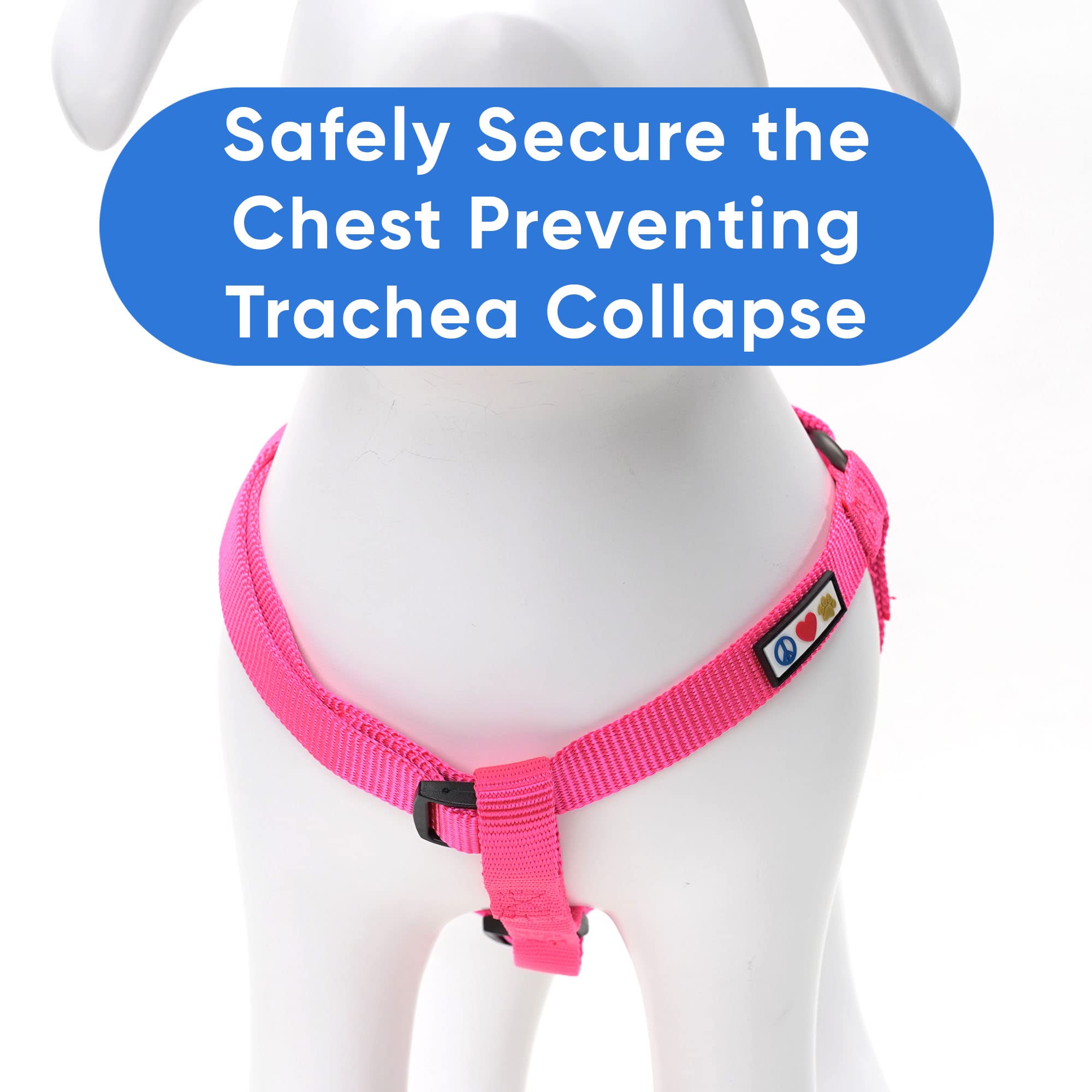 Pawtitas Solid Color Step-In Dog Harness - Pink, Large, For Puppy & Dog Training & Walking