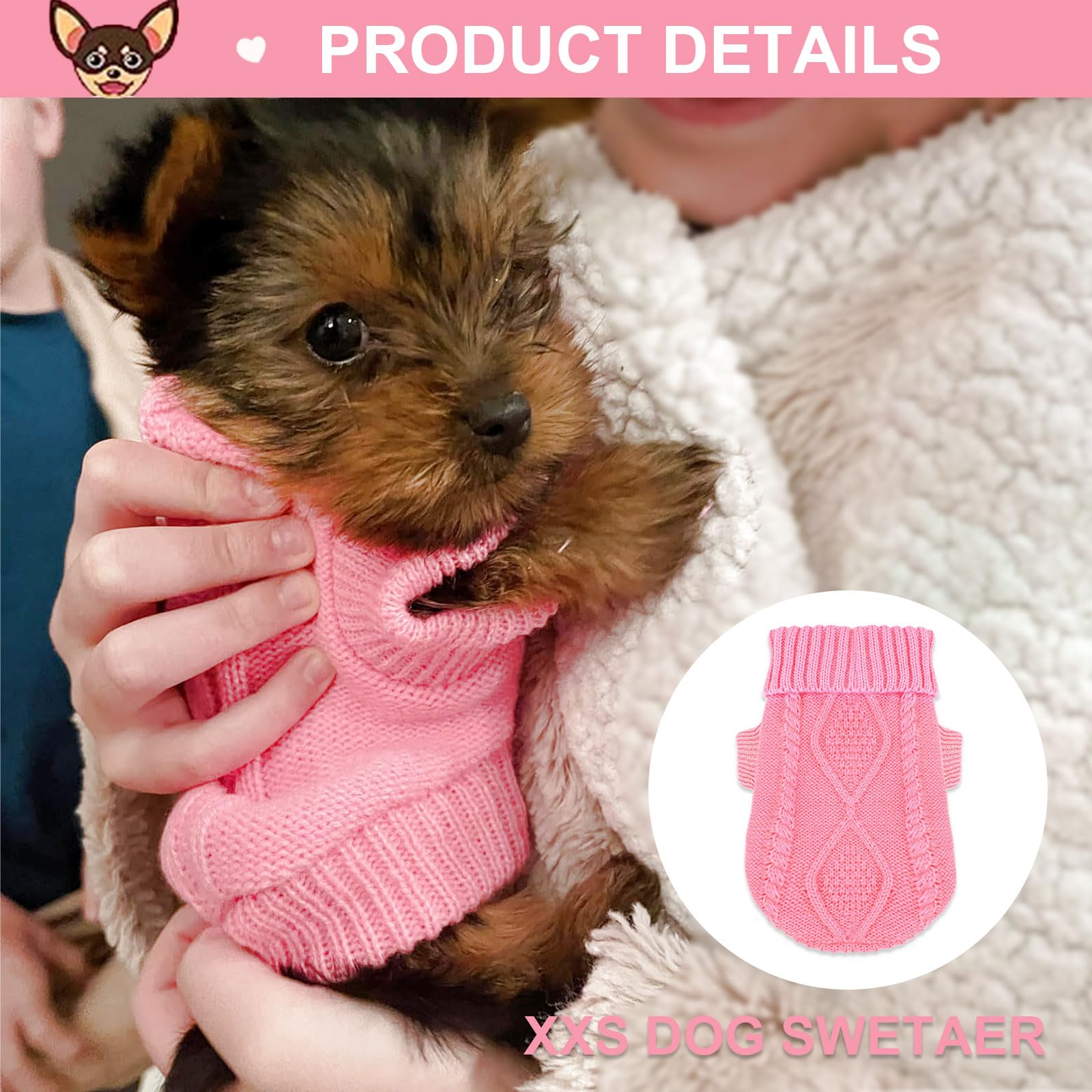 2 Pieces Chihuahua Sweater Dog Sweater For Small Dogs Winter Warm Dog Knitted Sweater Cute Puppy Clothes For Teacup Yorkie Pet C