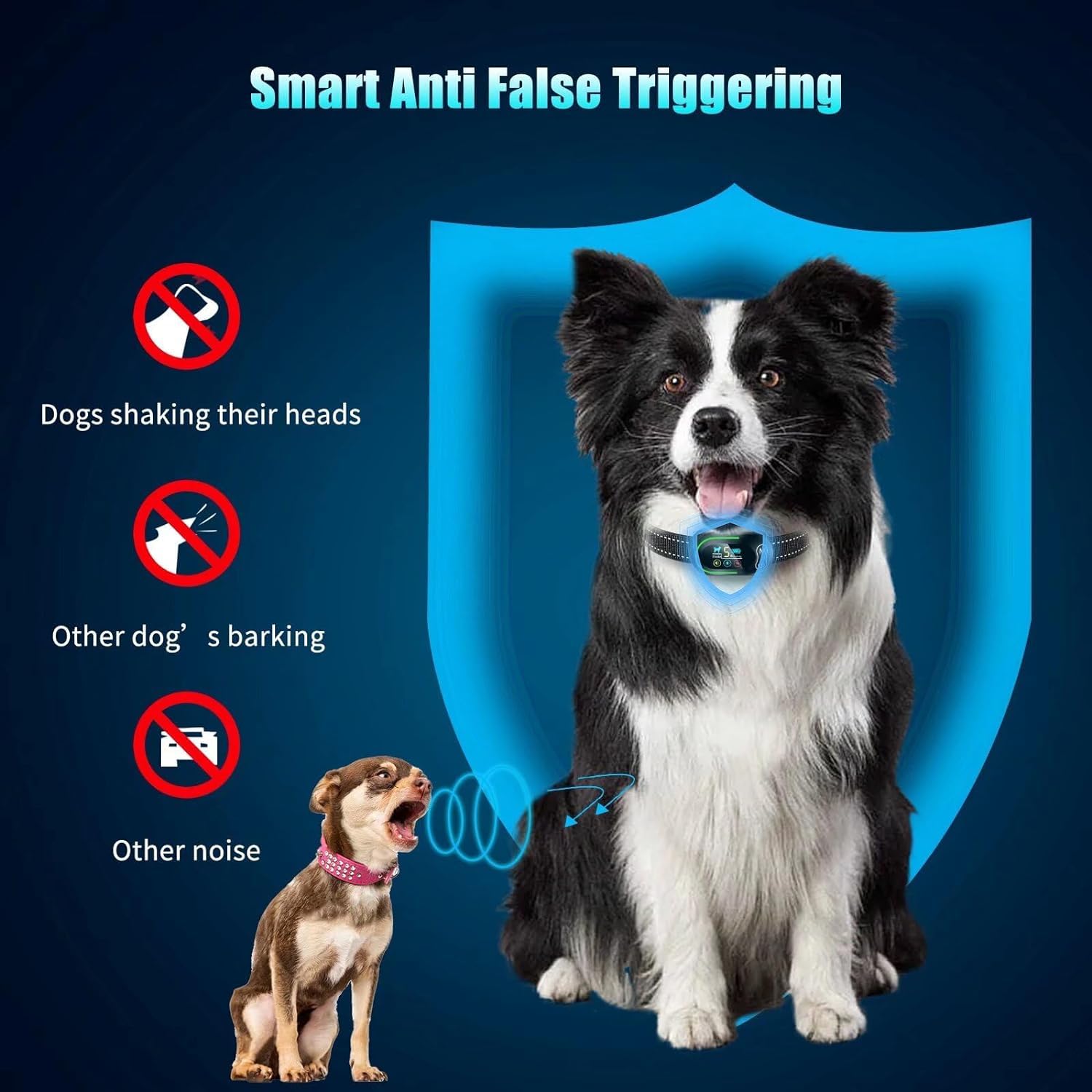 Akuvu Dog Bark Collar - Rechargeable Smart Barking Collar, Anti Bark Training Collar With Adjustable Sensitivity Beep Vibration Shock, Bark Shock Collar For Large Medium Small Dogs (Black)