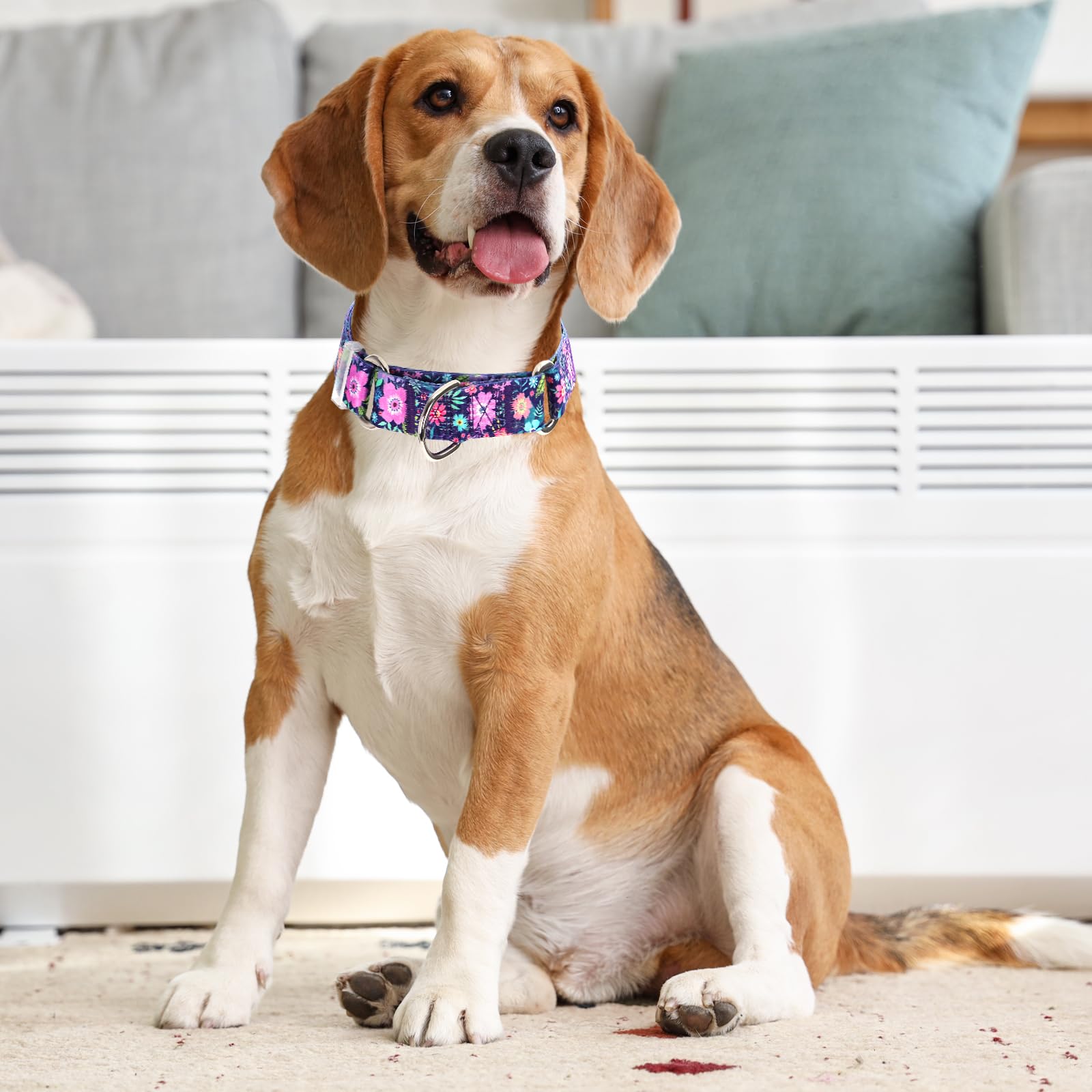Martingale Collar For Dogs, Adjustable Soft Nylon Dog Collars With Special Design Flower Patterns For Small Medium Large Dog(S)