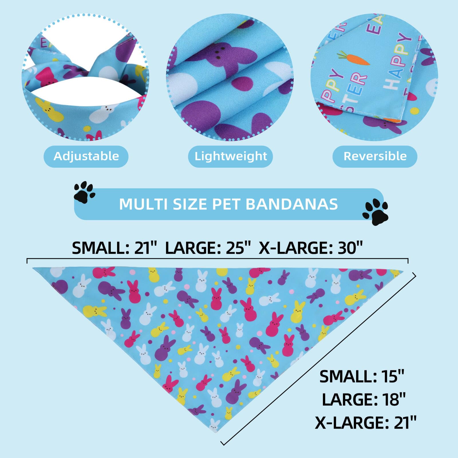 Gofshy Easter Dog Bandana -1 Pack, Premium Durable Triangle Reversible Dog Scarf, Adjustable Puppy Bandana Breed Bib Handkerchie