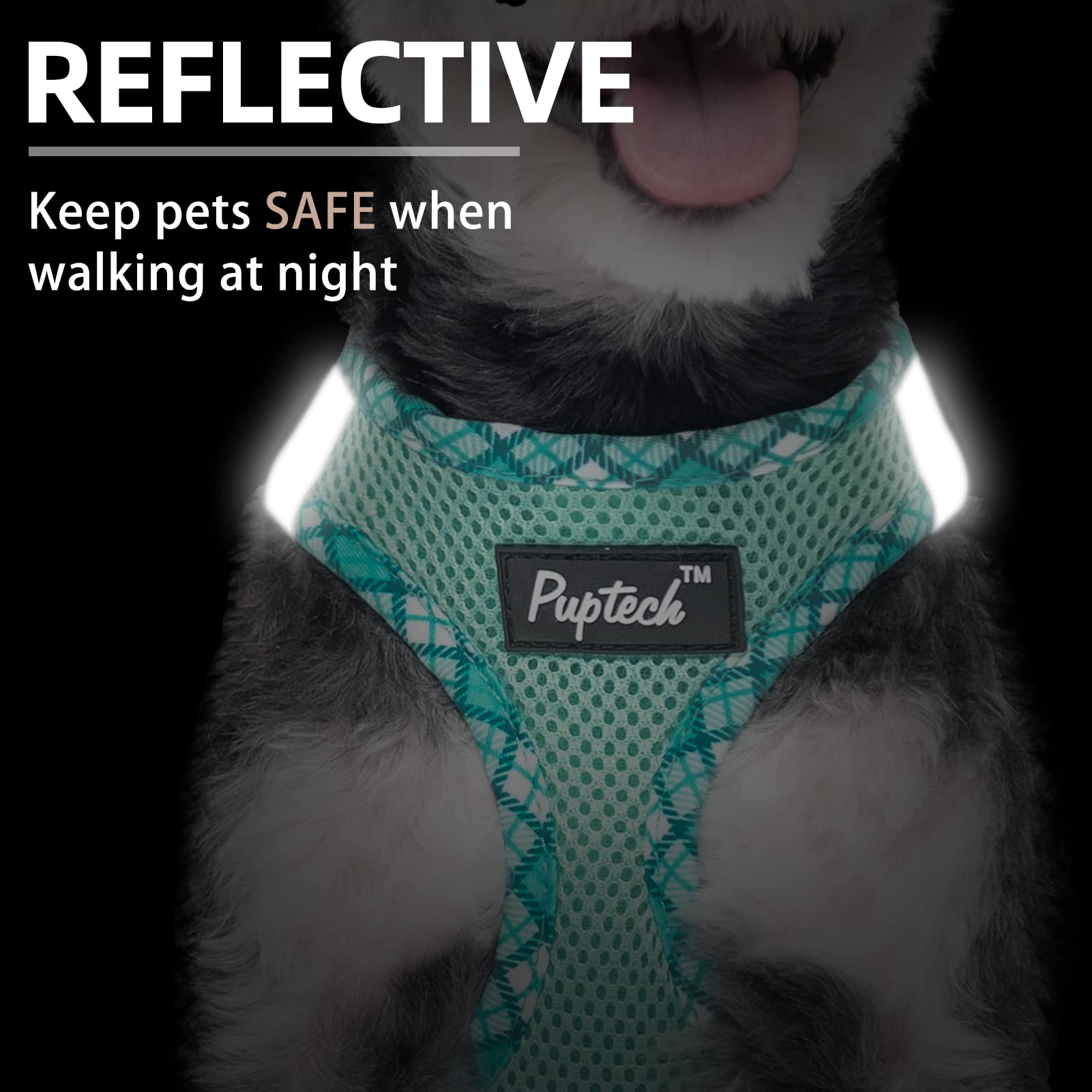 Pupteck Dog Harness And Leash Set For Small Medium Dogs No Pull Step-In Soft Mesh Puppy Cat Vest Harnesses Reflective At Night, Green Xs