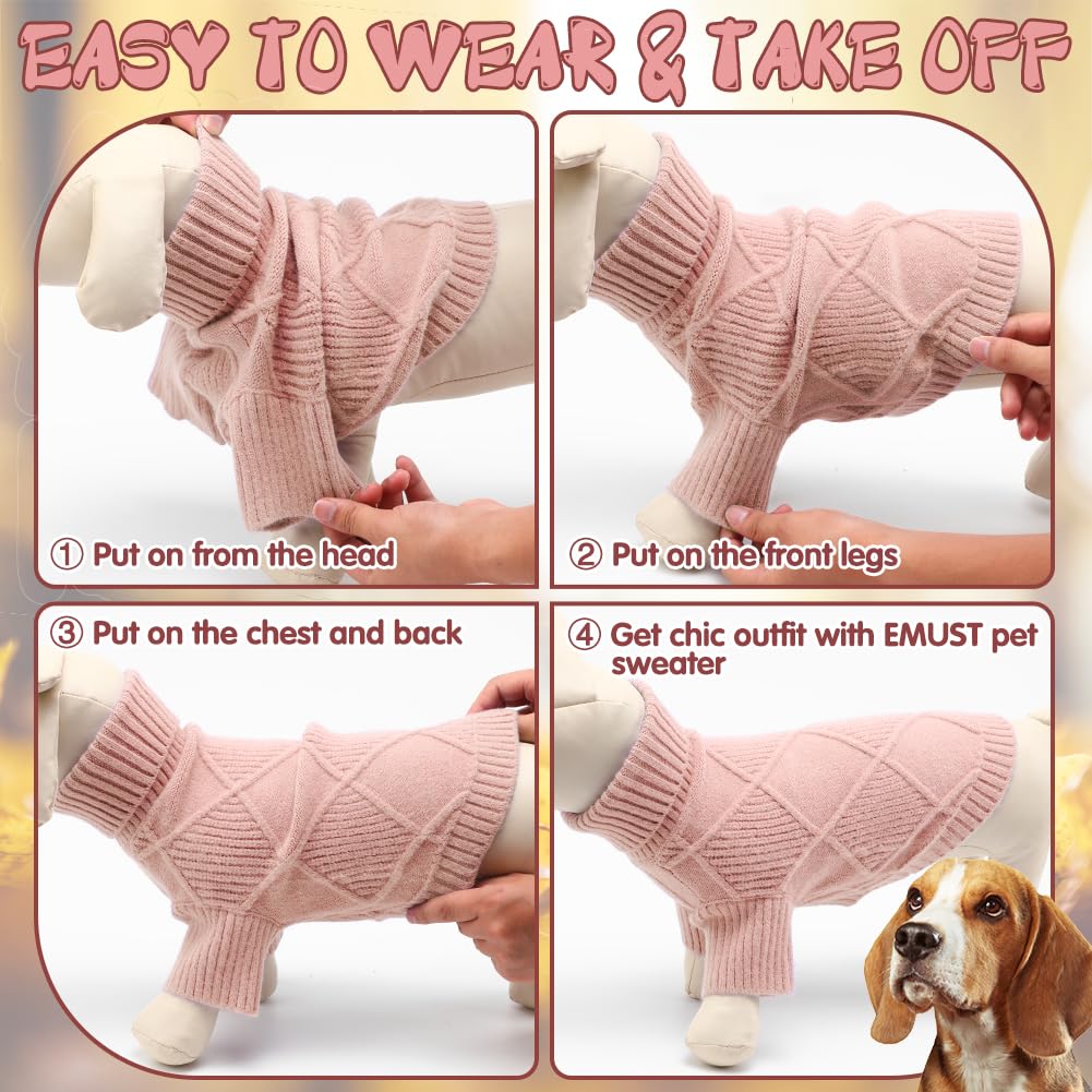 Emust Large Dog Sweater, Cozy Dog Sweaters For Large Dogs With Sleeves, Stretchable Dog Clothes For Christmas & Holiday, Pink Xx