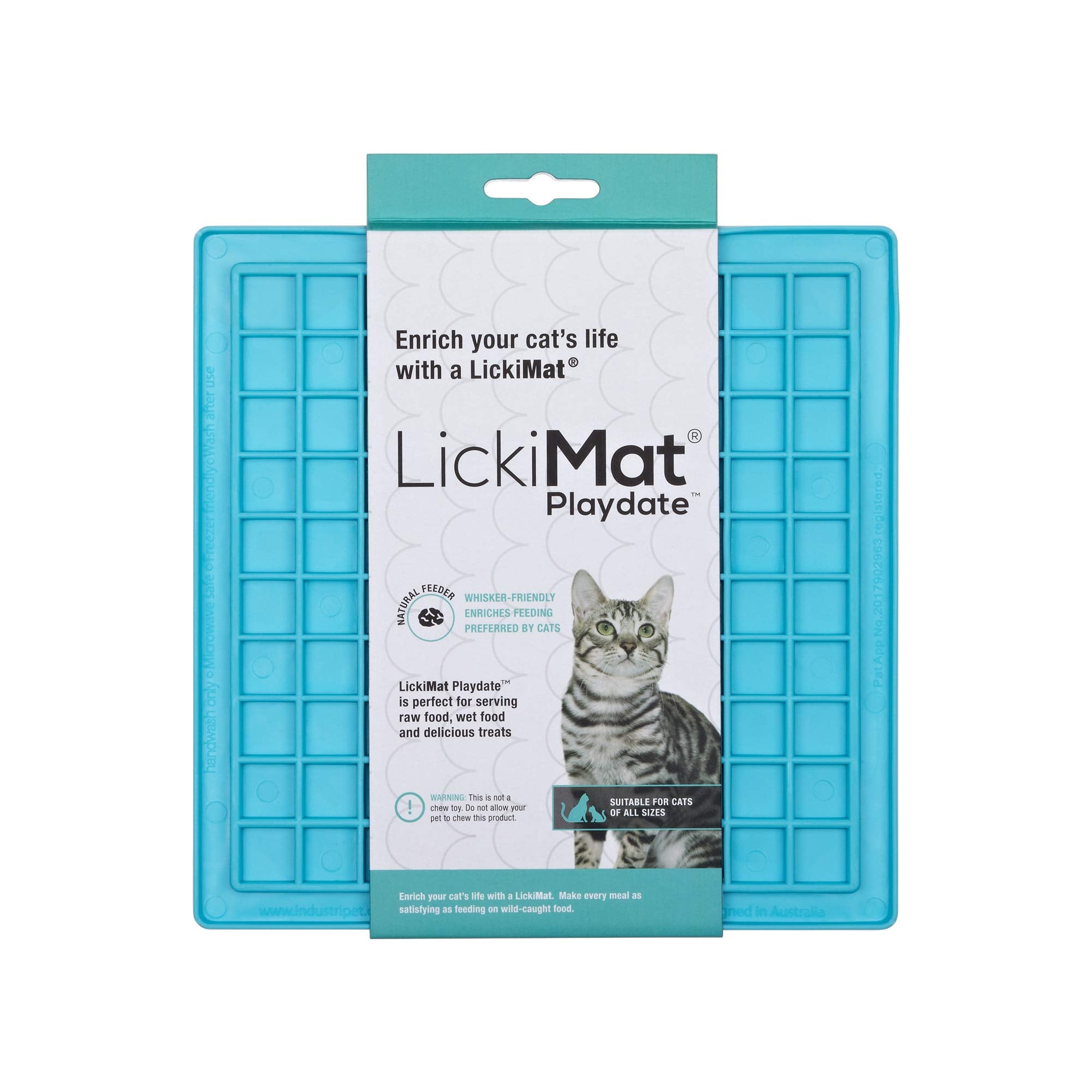 LickiMat Classic Playdate, Cat Slow Feeder Lick Mat, Boredom Anxiety Reducer; Perfect for Food, Treats, Yogurt, or Peanut Butter