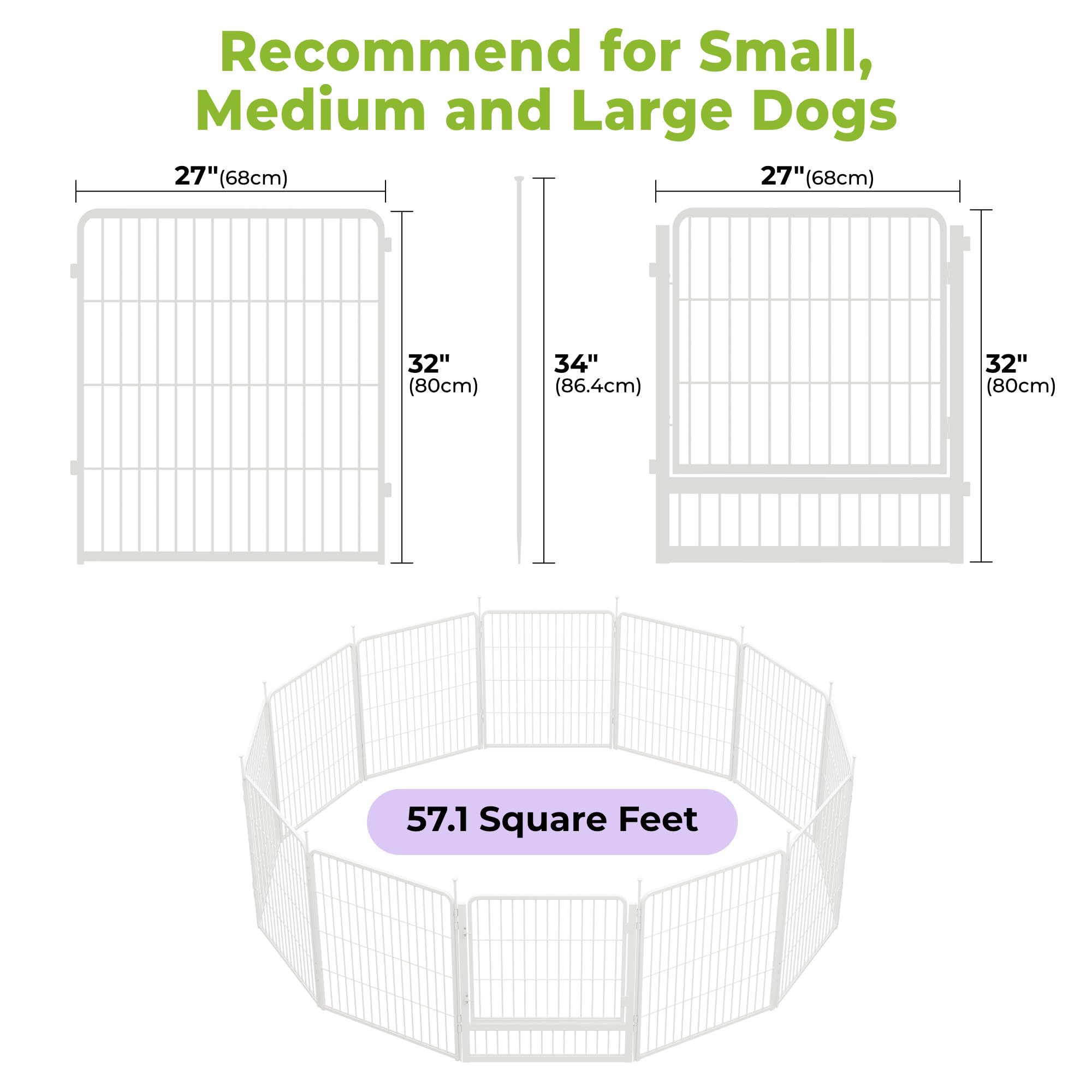 Sunsgrove Indoor Dog Playpen With Wider Door, 24 Inch 12 Panels Non Slip Dog Pen Indoor, Anti Rust Dog Fence, Free And Safe Play