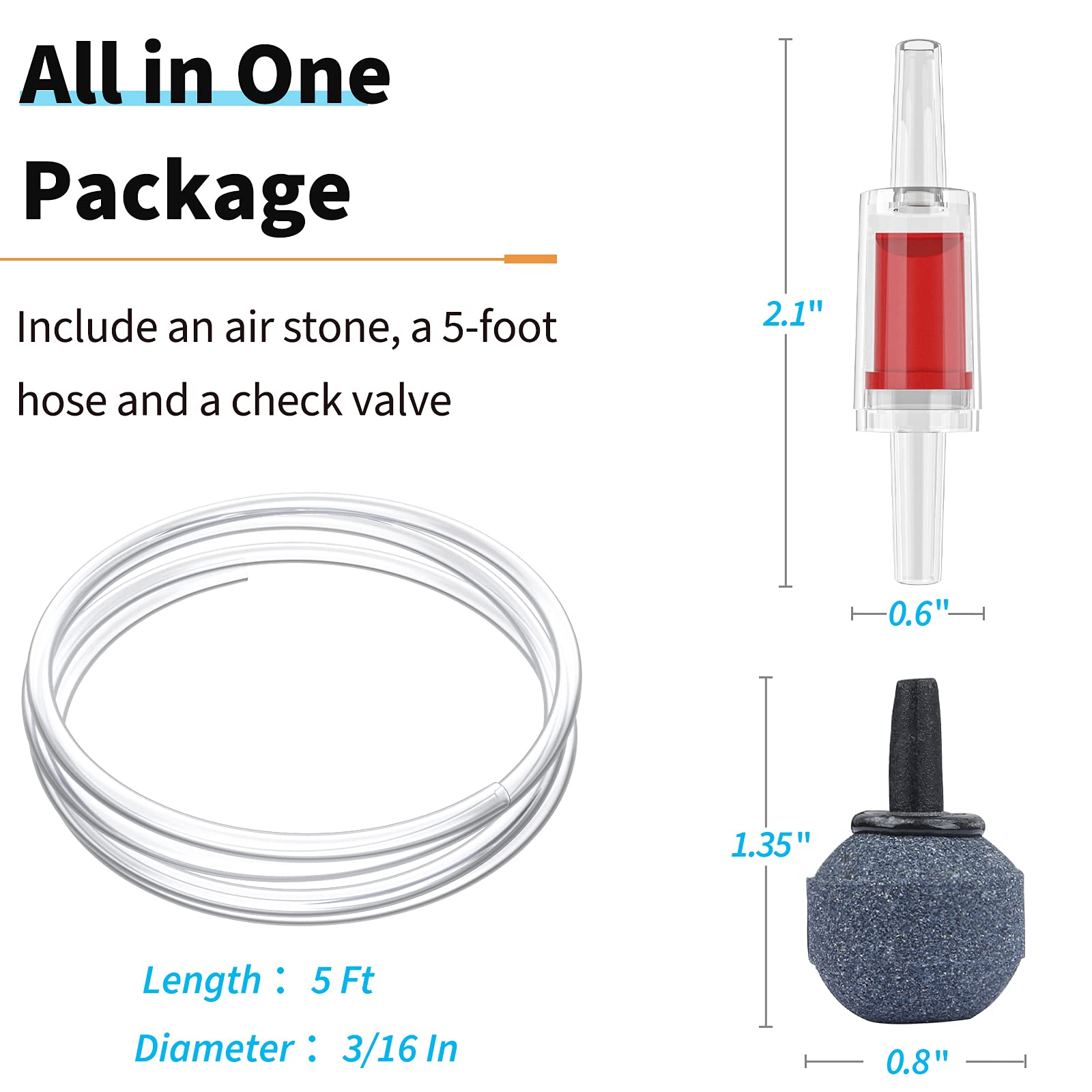 Pawfly Aquarium 15-40 Gph Compact Air Pump Quiet Oxygen Aerator Pump With Air Stone/Nano Bio Sponge Filter Airline Tubing And Ch