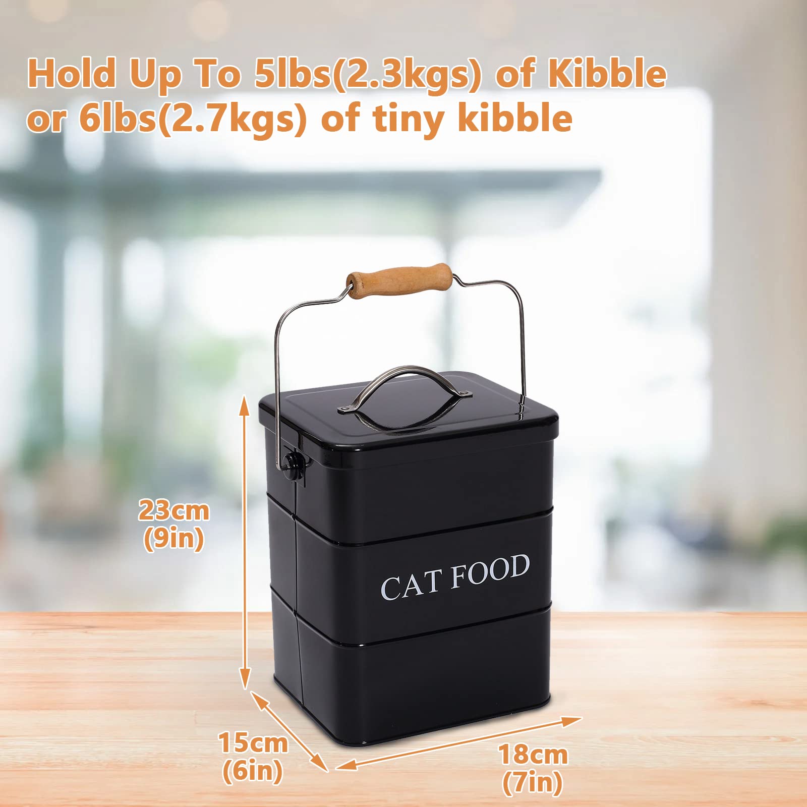 Geyecete Cat Treats tin and cat Food Storage Tin with Lid & with Spoon for cat Food Storage, Medium Pet Food Storage Can-Cat Foo