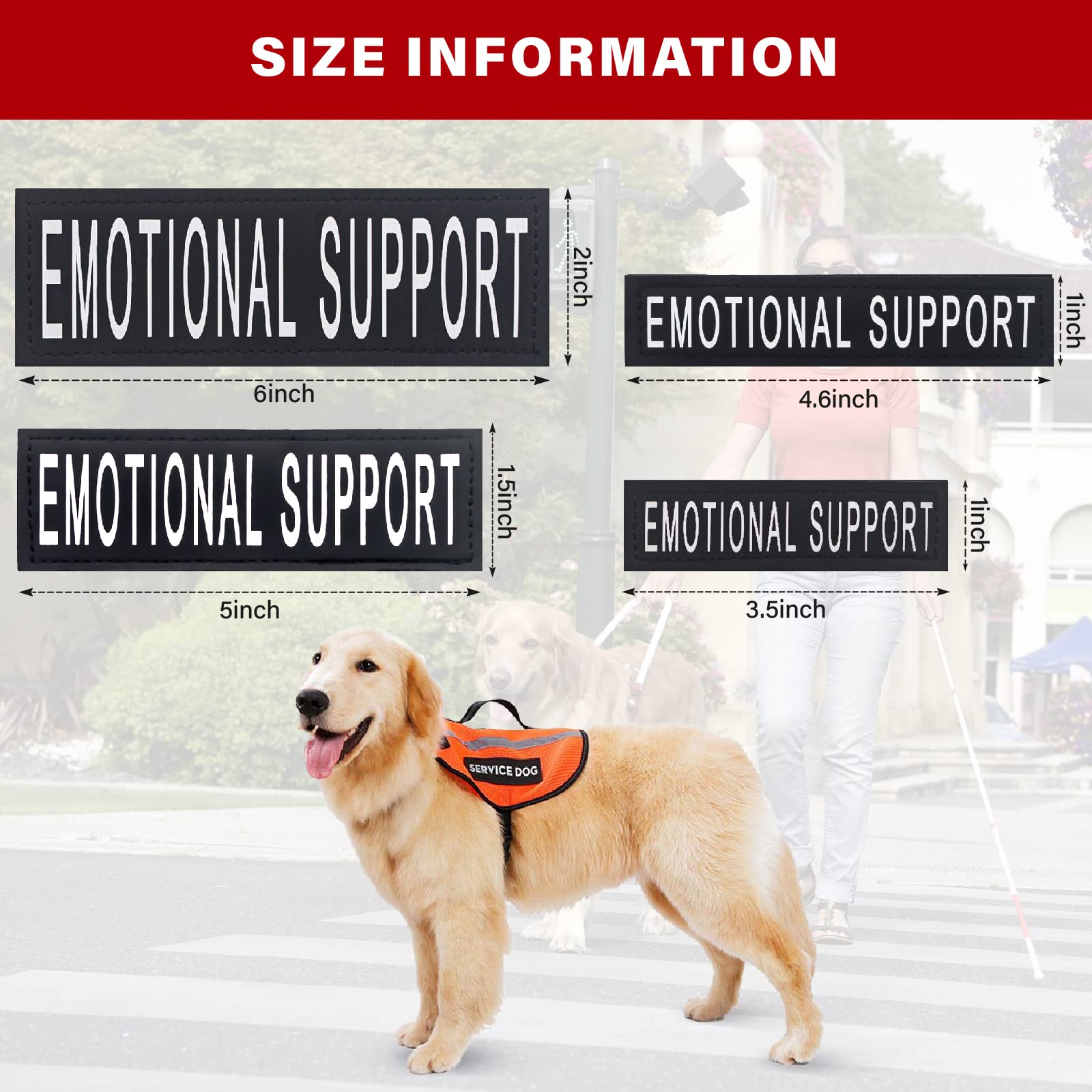 2Pack Removable Service Dog Patches, Black Vest Patch For In Training Dogs, Hook Backing Dog Harness Patches, Emotional Support-