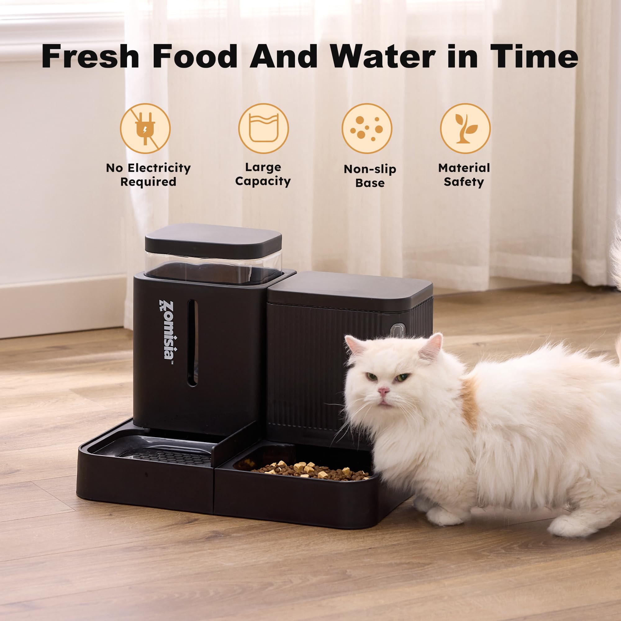 ZOMISIA Gravity Dog Food and Water Dispenser, 2 in 1 Automatic Dog Feeder with 180 Degree Rotatable, 2 Pack Large Capacity Self