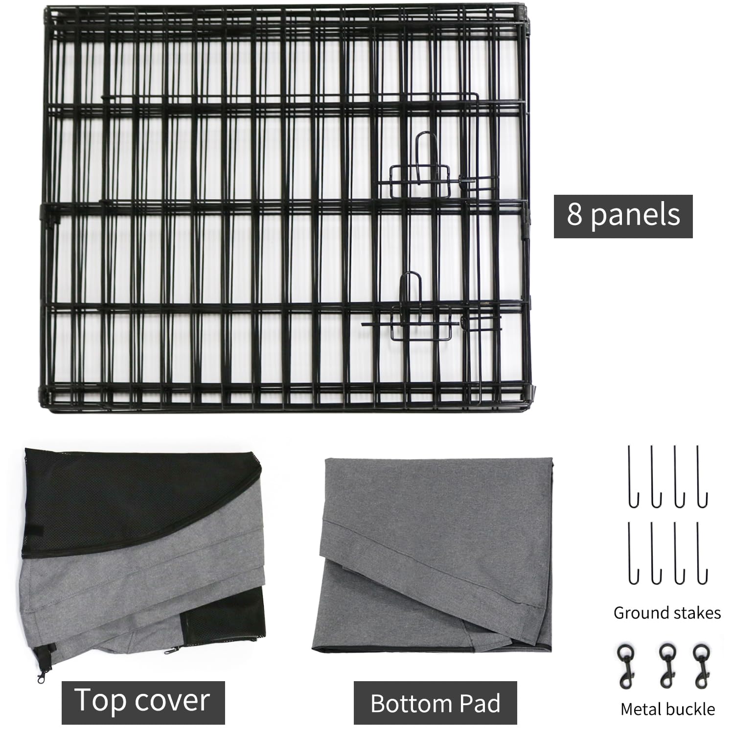Petime Foldable Metal Dog Exercise Pen/Pet Puppy Playpen Kennels Yard Fence Indoor/Outdoor 8 Panel 24' W With Top Cover And Bot