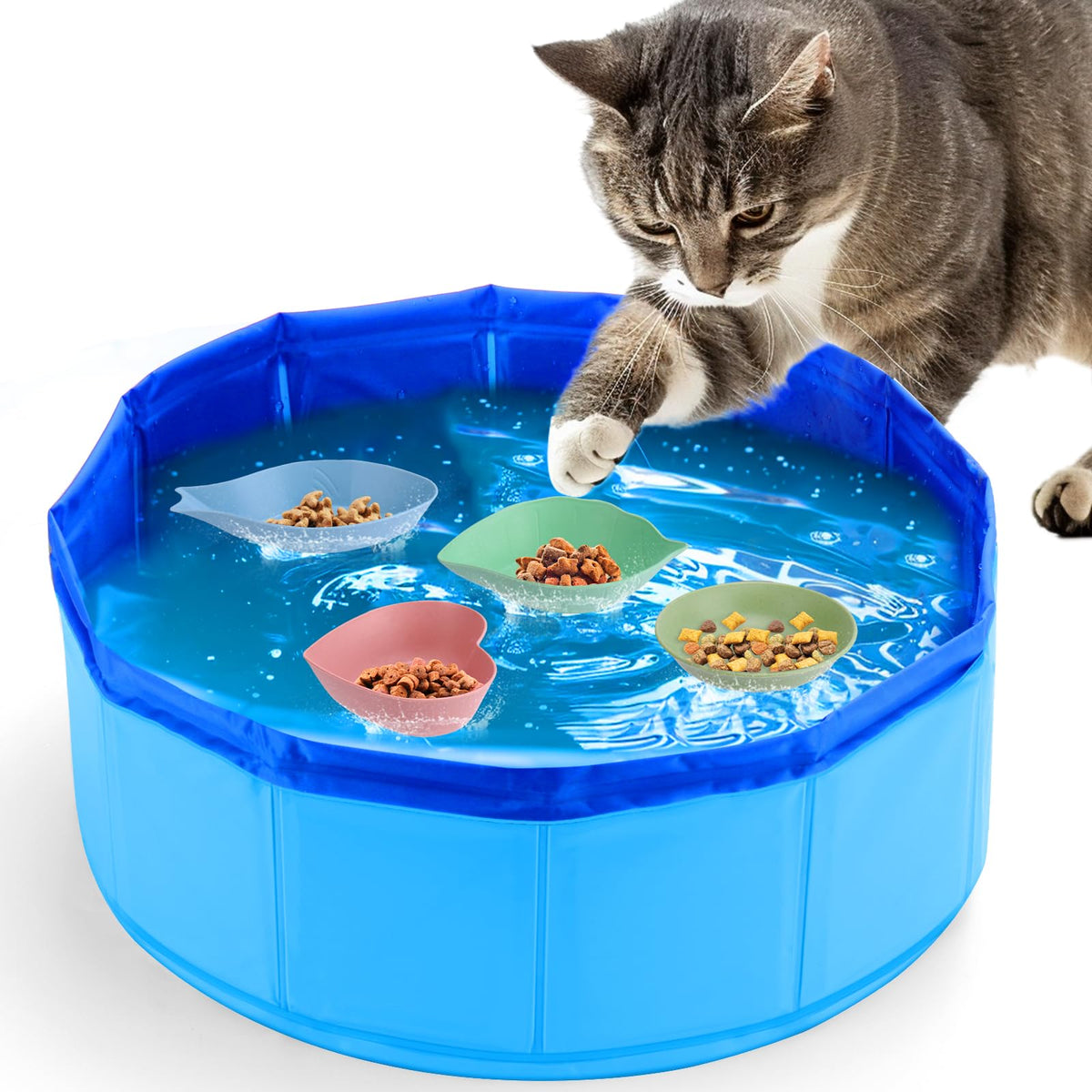 Baborui Cat Pool Toy With Swimming Fish-Cat Water Toys, Portable Cat Pool Toy, Cat Interactive Toys For Bored Indoor Cats, Cat S