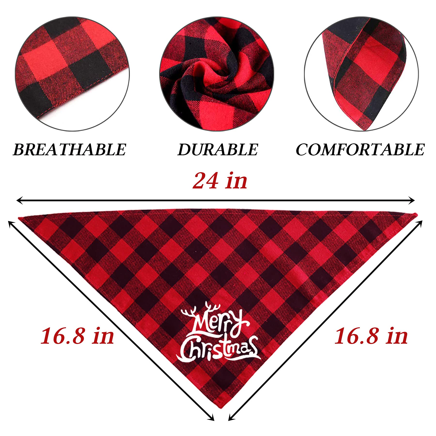 Stmk Holiday Plaid Dog Bandanas, Halloween Thanksgiving Day Christmas Trick Or Treat Turkey Taster Merry Christmas Dog Bandana For Halloween Thanksgiving Day Christmas Dog Puppy Costume Decorations