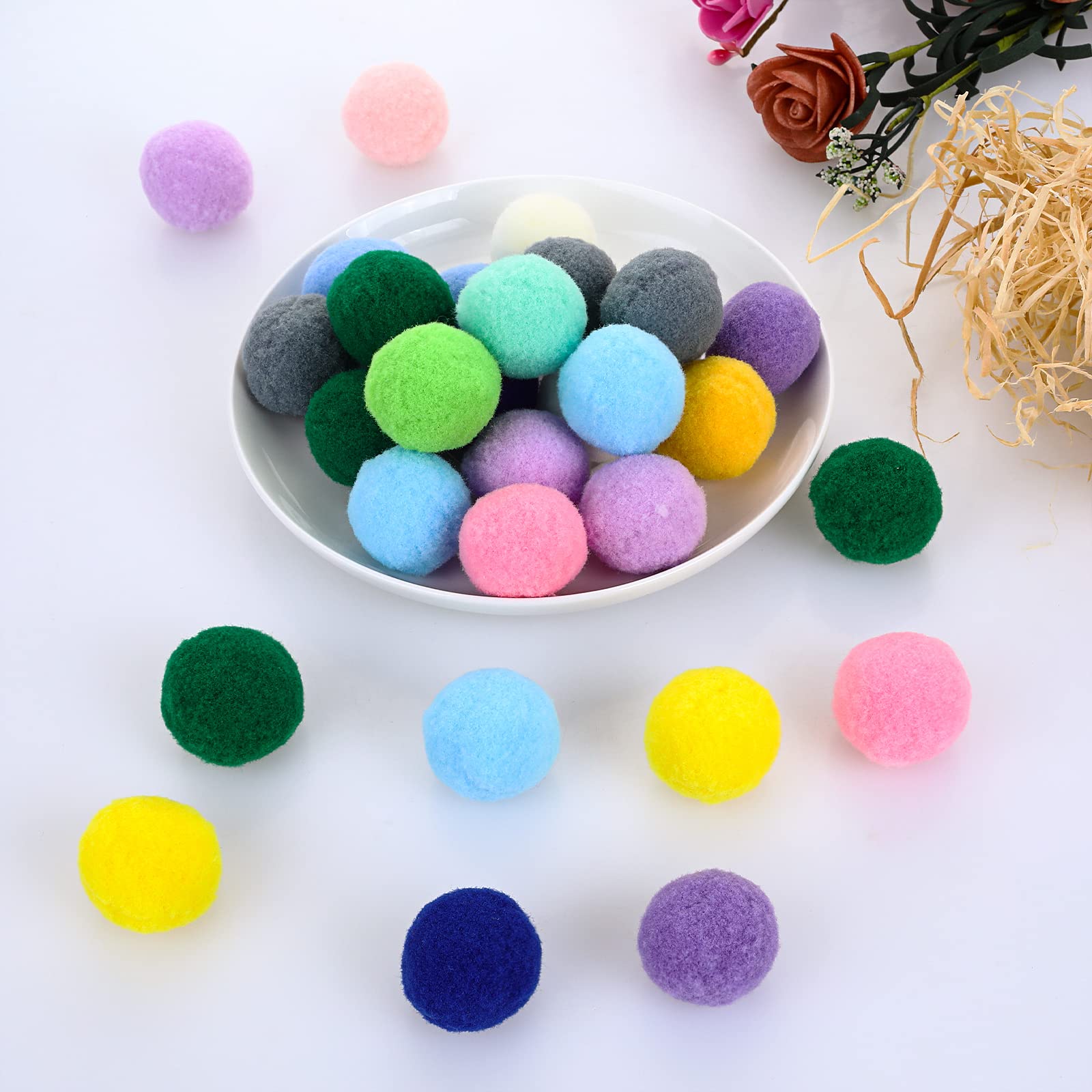 Molain Large Cat Toy Balls, Soft Cat Balls 1Inch Kitten Pom Poms Ball Cat Play Toy (50 Pcs)