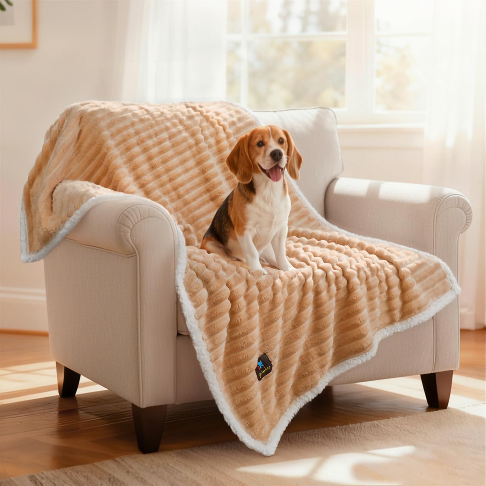 Luciphia Waterproof Dog Blanket for Medium Large Dogs Ultra-Soft Calming Cut Pile Flannel Throw Durable & Warm Furniture Protect