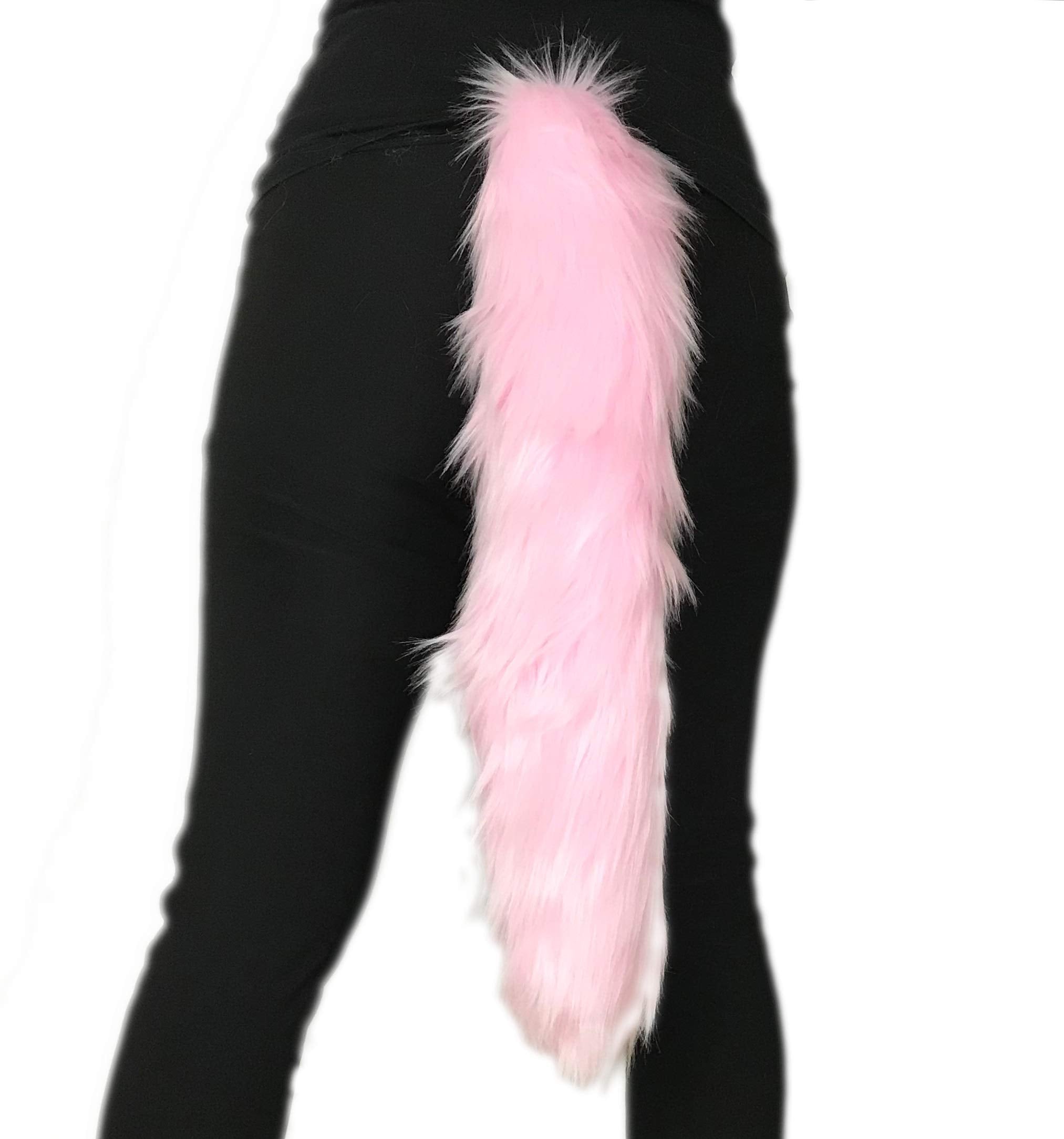 Bianna Creations Long Faux Fur Animal Luxury Tail, Cosplay Fursuit Fursona,Costume Dress Up Pet Play Furry Accessory (30, Baby
