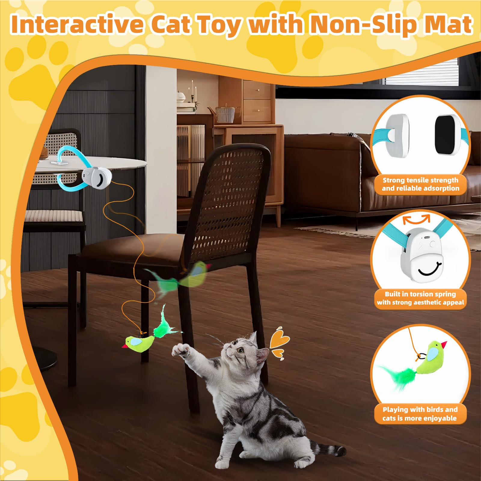 CATPICK Interactive Cat Toys for Indoor Cats Automatic Electric Flying Bird Feather Mouse Toy - Best Kitten & Adult Cat Enrichme