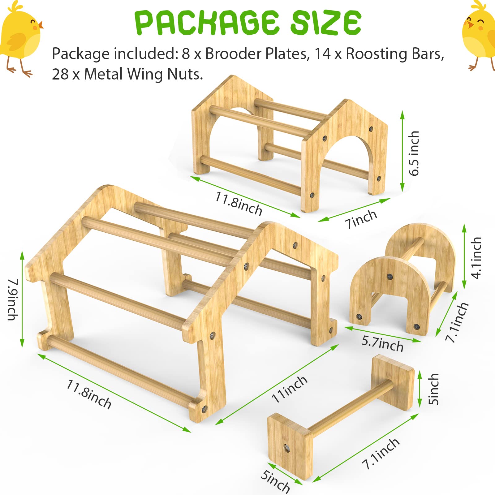 Ensayeer Bamboo Chicken Perch Set(4 Pack), Strong Roosting Bar For Coop And Brooder, Training Perch For Large Bird, Hens, Parrots, Macaw, Easy To Assemble And Clean, Fun Toys For Chicken