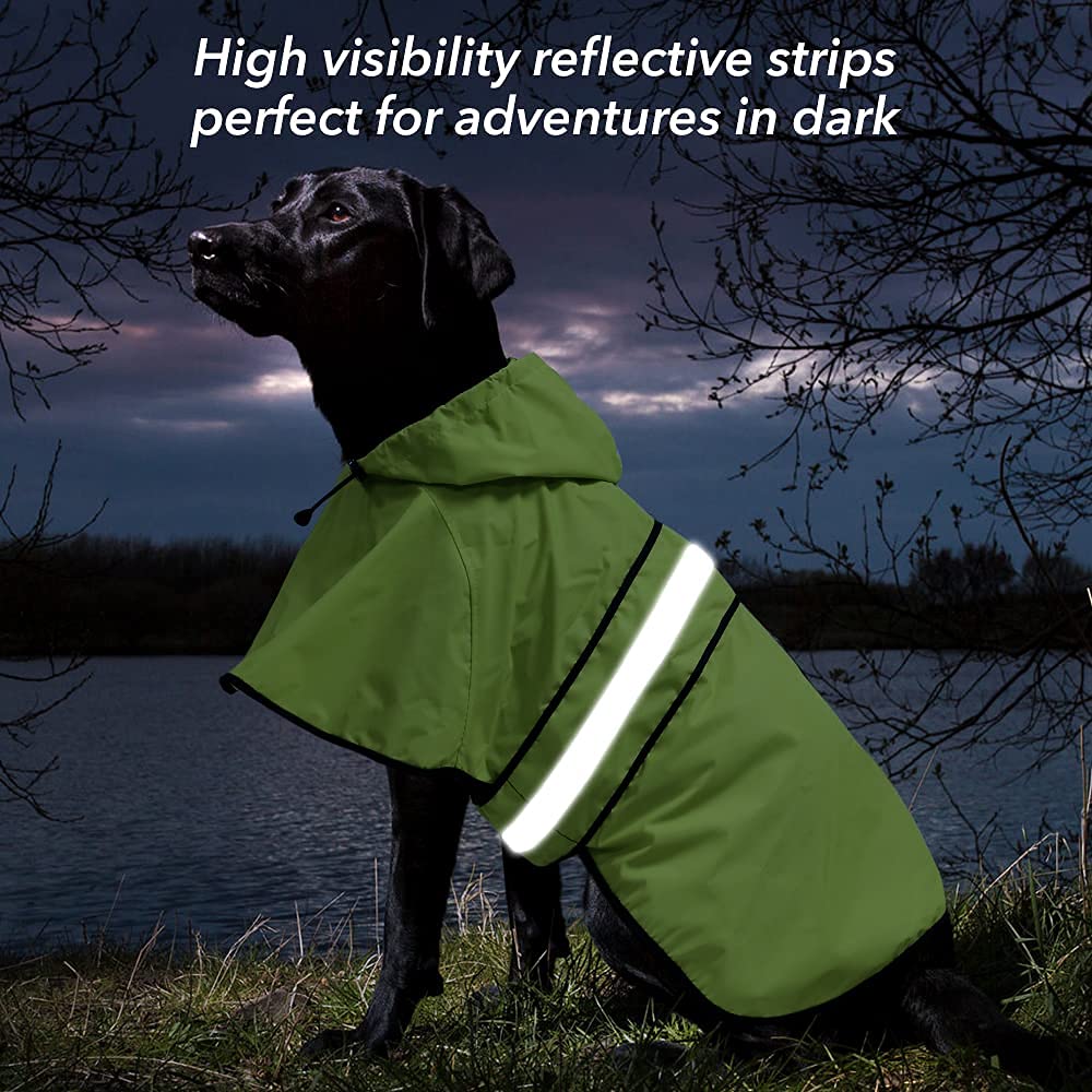 Ezierfy Waterproof Puppy Rain Jacket - Adjustable Reflective Dog Raincoat, Lightweight Dog Hooded Slicker Poncho Raincoats For S
