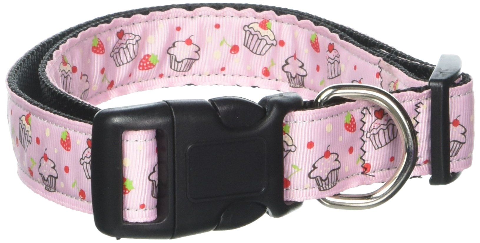 Mirage Pet Products Cupcakes Nylon Ribbon Collar for Pets, Large, Light Pink