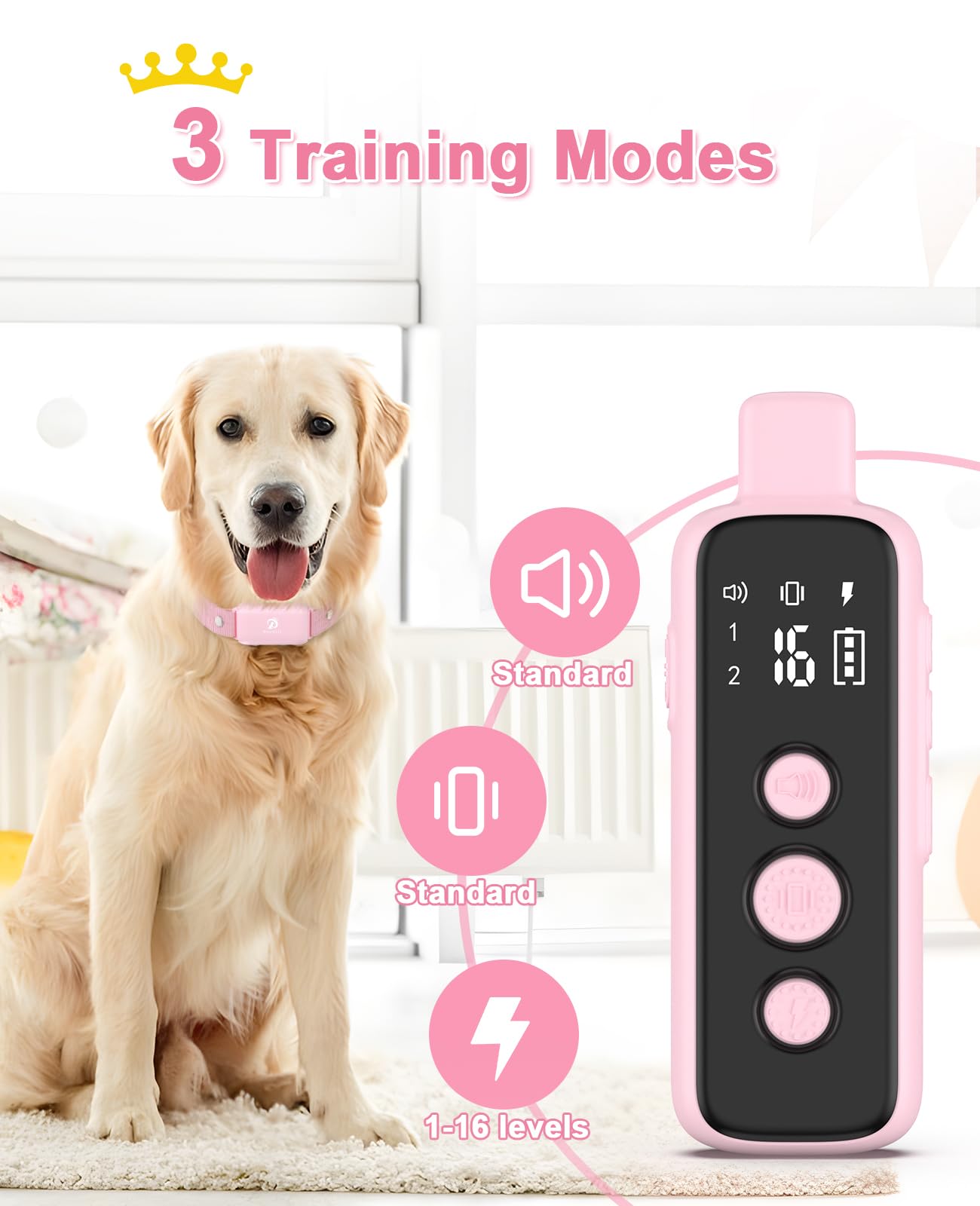 Bousnic Shock Collar For Dogs - Waterproof Rechargeable Dog Electric Training Collar With Remote For Small Medium Large Dogs With Beep, Vibration, Safe Shock Modes (8-120 Lbs)