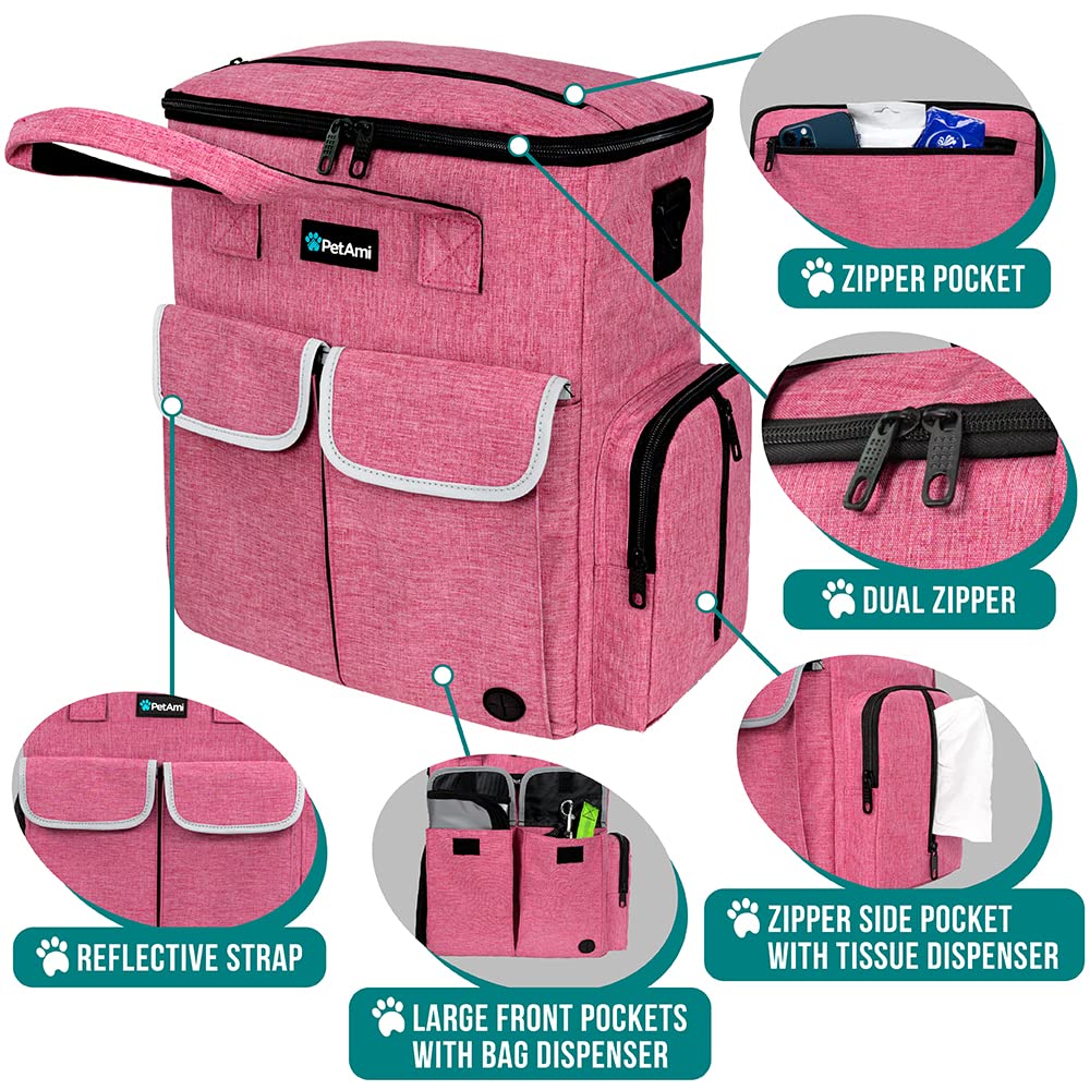 PetAmi Dog Travel Bag Pet Supplies Accessories Organizer for Traveling, Camping, Weekend; Cat Pet Travel Bag Kit Includes 2 Food