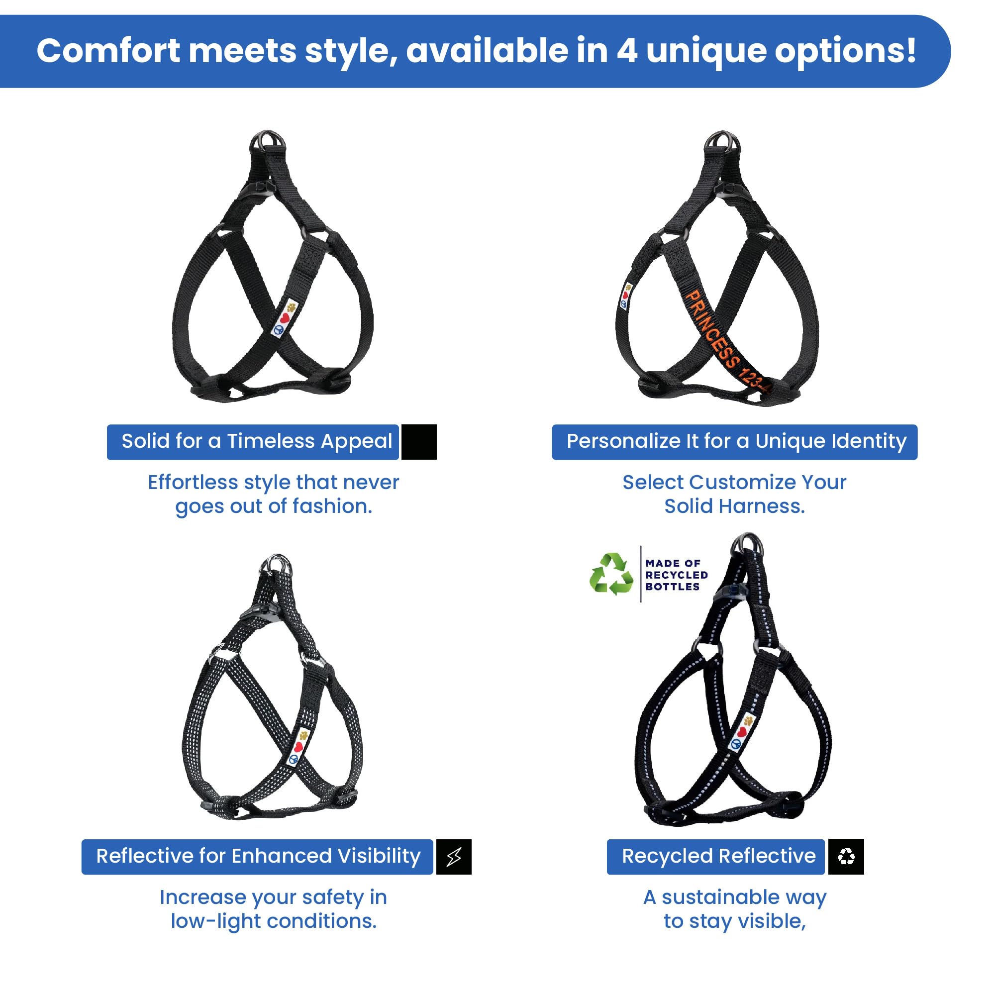 Pawtitas Reflective Step In Dog Harness Or Reflective Vest Harness, Comfort Control, Training Walking Of Your Puppy/Dog Extra Small Dog Harness Xs Black Dog Harness