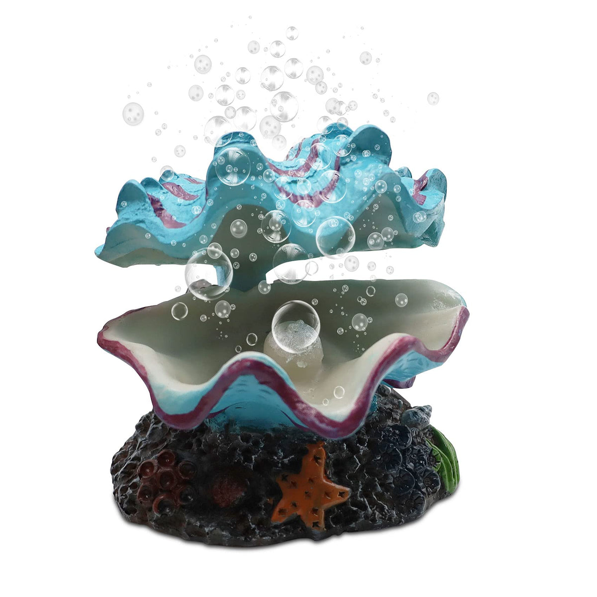 Abnaok Aquarium Shell Decoration, Tropical Clam Live-Action Ornament, For Fish Tank Aerating, Aquarium Oxygenated - Shell Pearl 