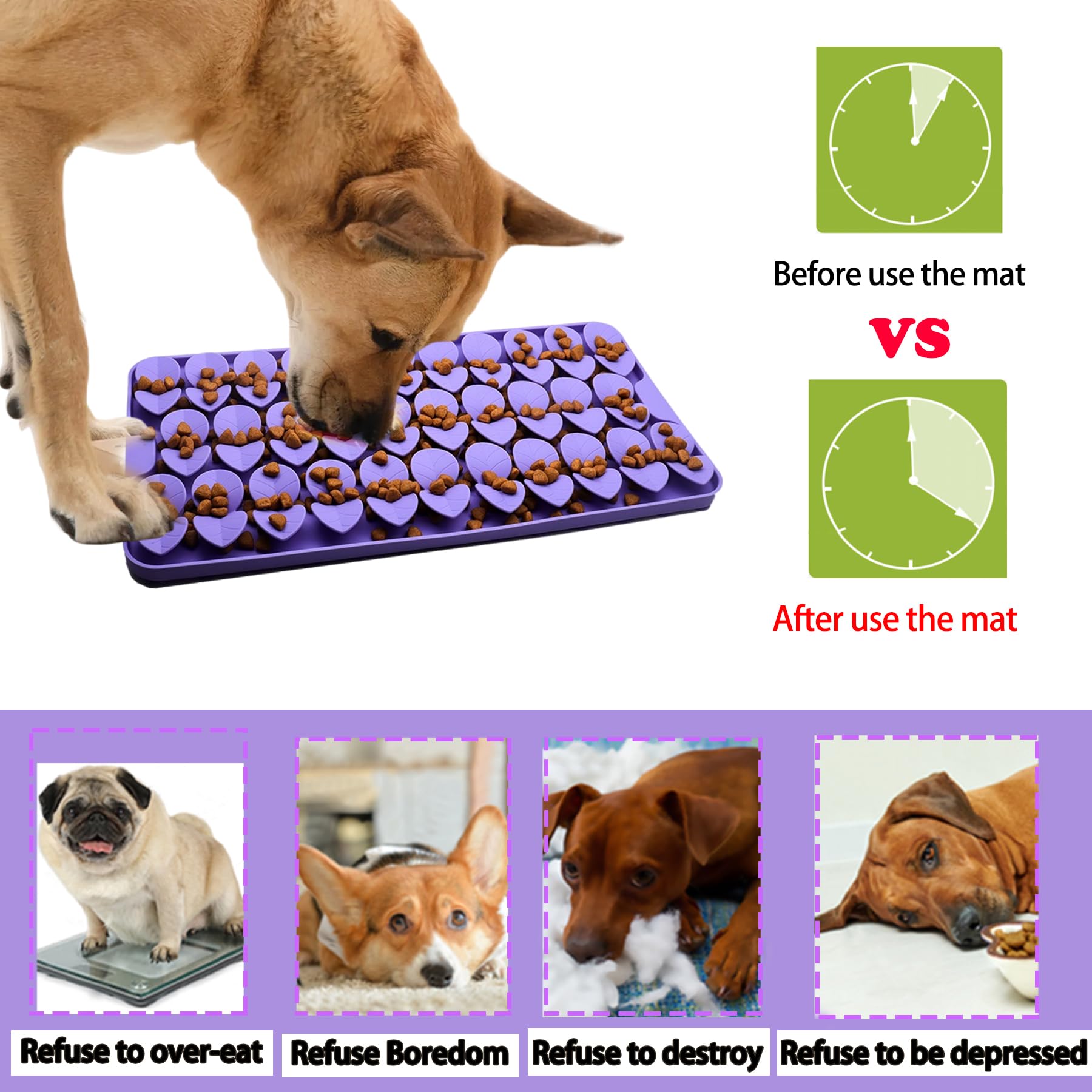 Femont Snuffle Mat for Medium Dogs,Silicone Slow Feeder Lick Mat for Dogs Slow Eating,Encourages Natural Foraging Skill,Interact